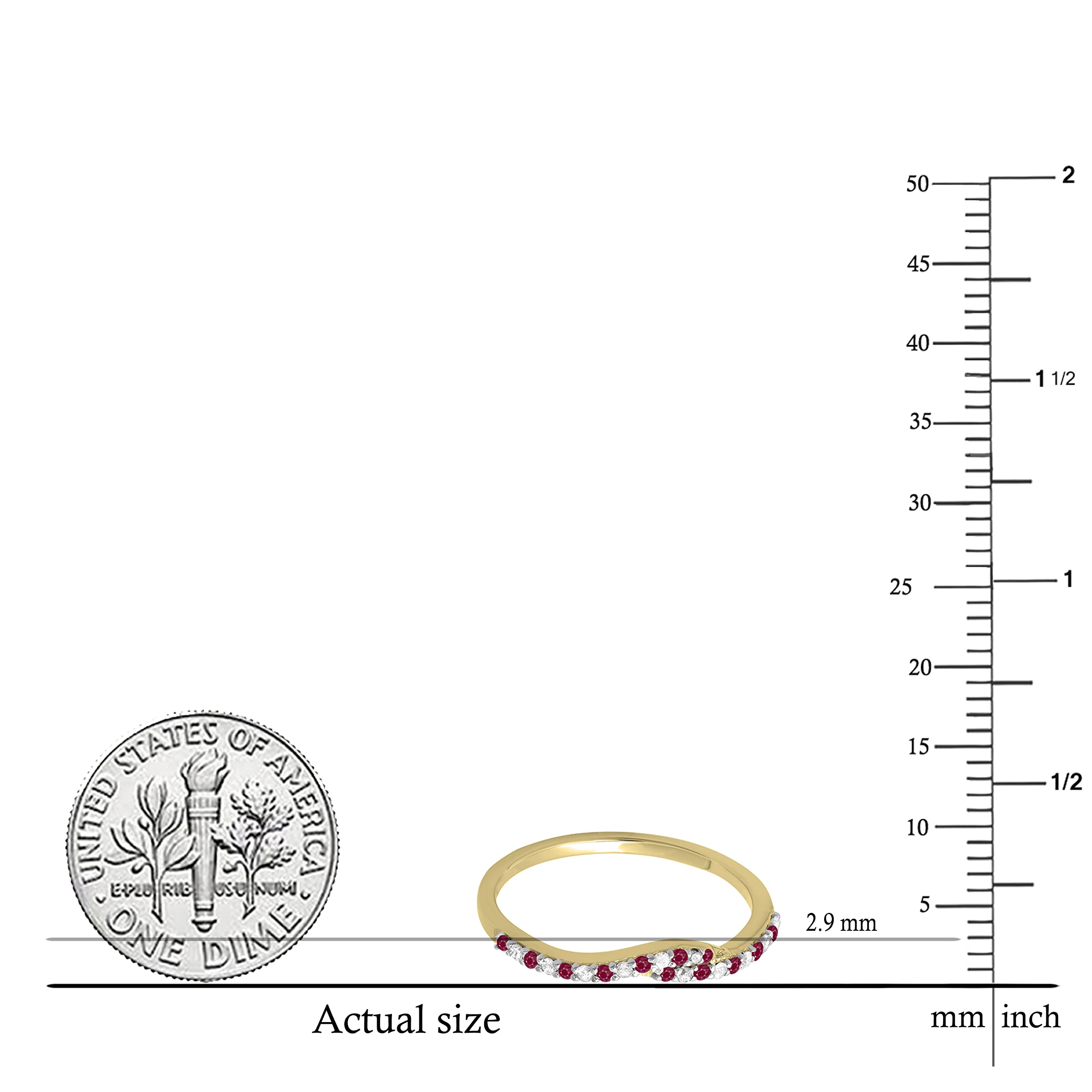 Dazzlingrock 14K Solid Gold Round Ruby & White Diamond Stackable Wedding Band Ring for Women - Perfect for Bridal, Anniversary, and Everyday Elegance