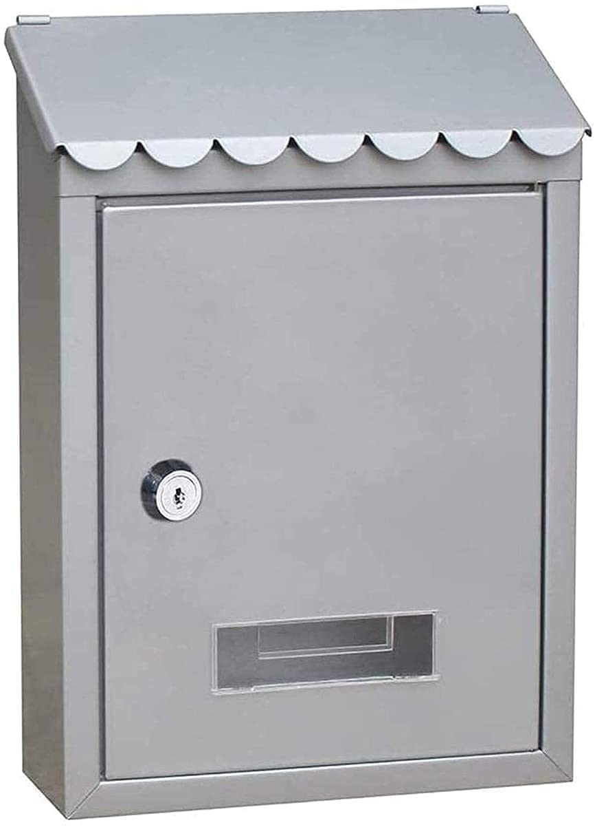 Modern Lockable Outdoor Mailbox - Silver Grey Letterbox Post Box for Home, Office & Garden - Secure & Weatherproof Mail Delivery Solution