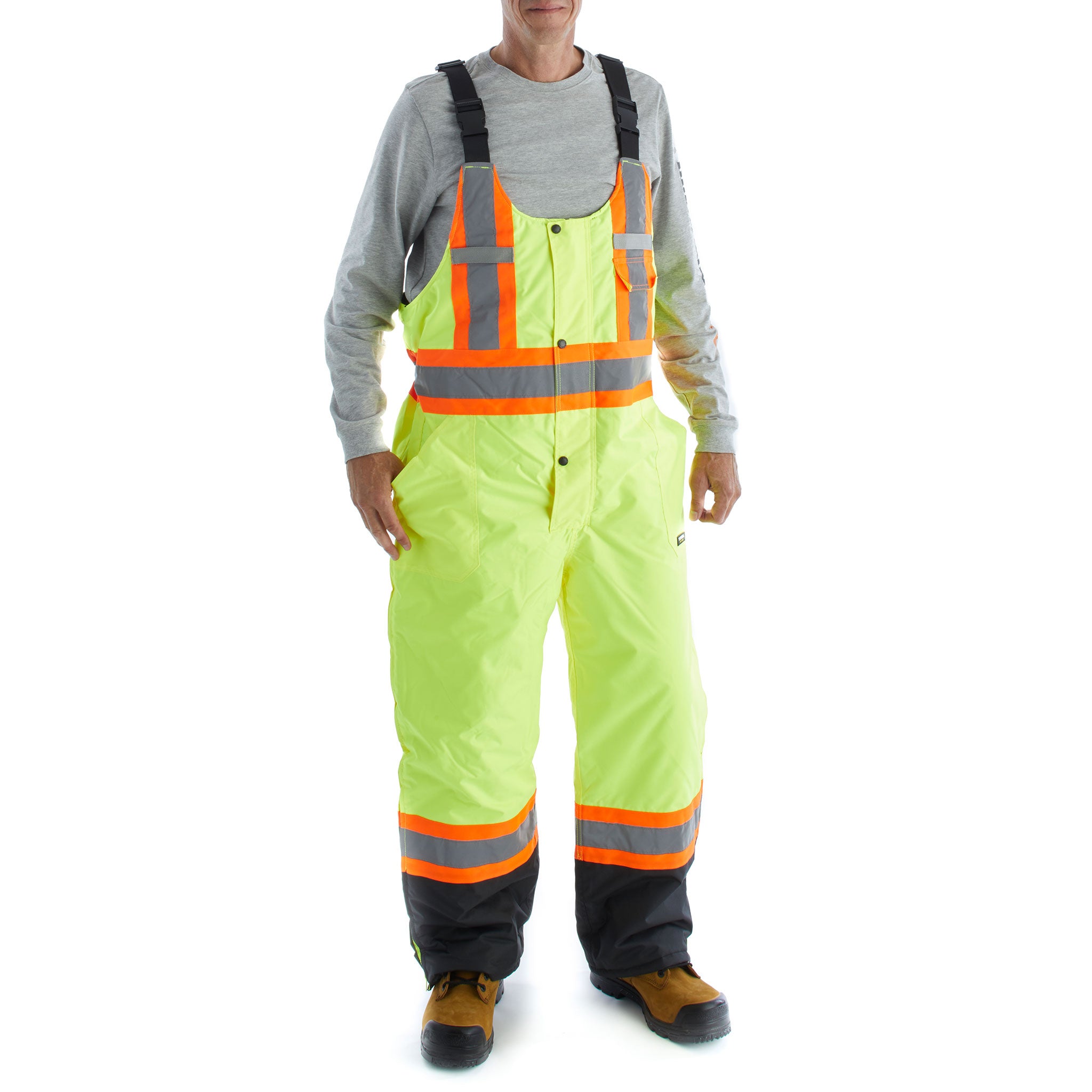 Terra Men's Insulated Hi-Vis Work Bib Overalls - Yellow (116507) - Durable & Warm for Construction, Winter Work & Outdoor Jobs
