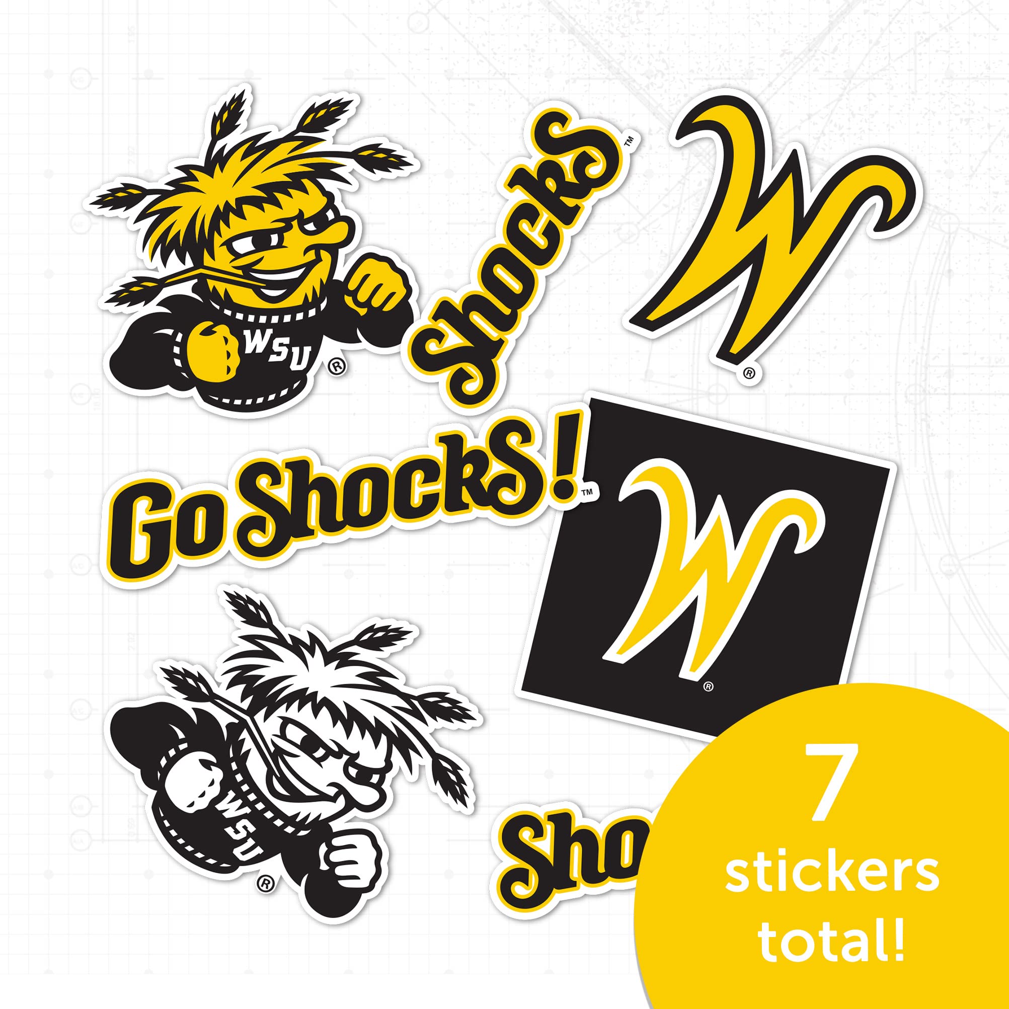 Wichita State University WSU Shockers Desert Cactus Vinyl Sticker Decal Set - 13.46x10.94 Inch Sheet for Laptop, Water Bottle, Car, Scrapbook - Perfect for School Spirit, College Pride & Fan Gifts