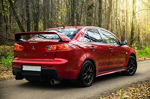 Mitsubishi Lancer X Rear Evo Style Diffuser 2007-2017 - Carbon Fiber Rear Bumper Lip Spoiler (Part #101053) | Enhances Aerodynamics & Sporty Look for Street Racing & Car Shows
