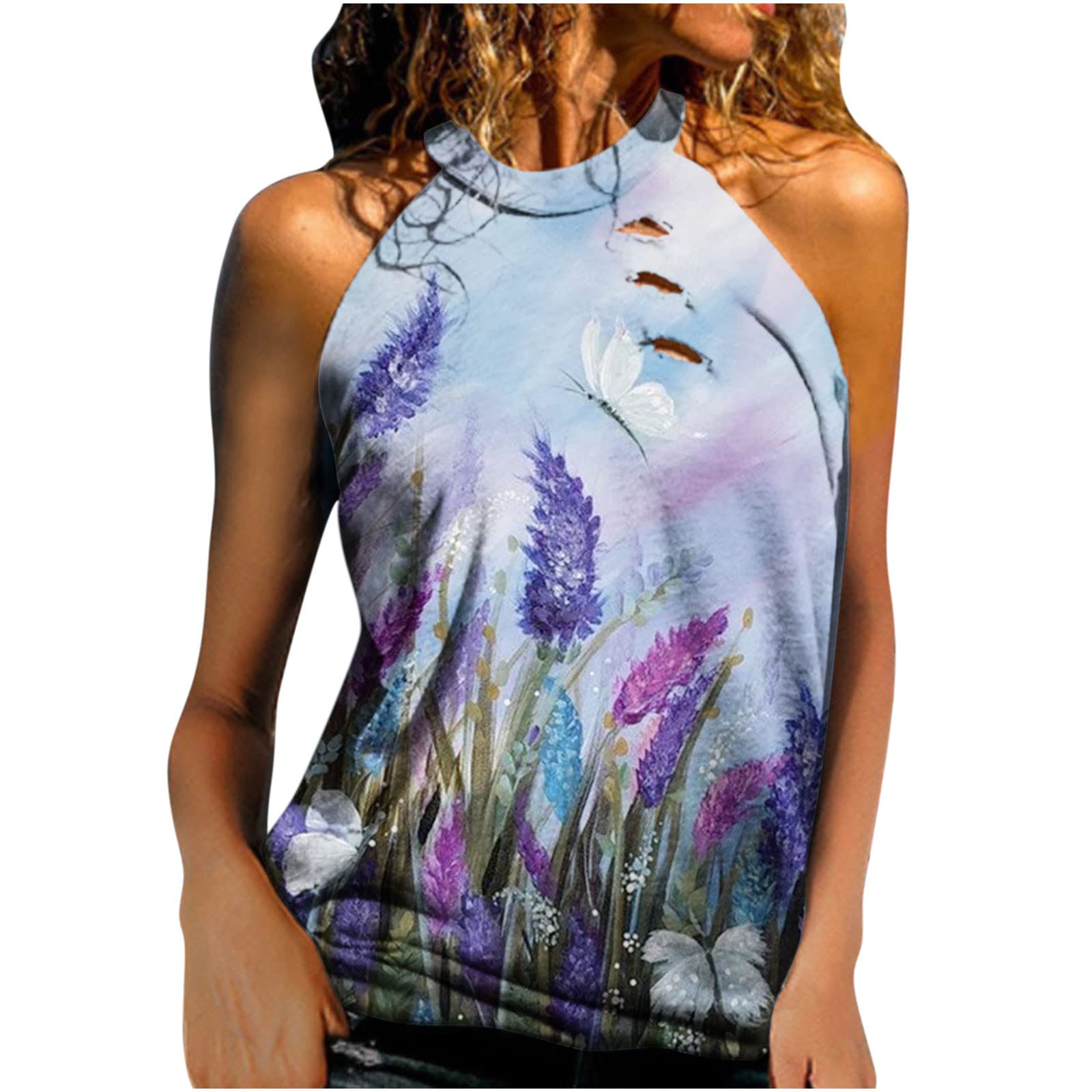 Women's Casual Loose Strapless Printed Halter Neck Vest Tops - Summer Fashion Blouse for Beach, Party & Daily Wear - Perfect Gift for Her