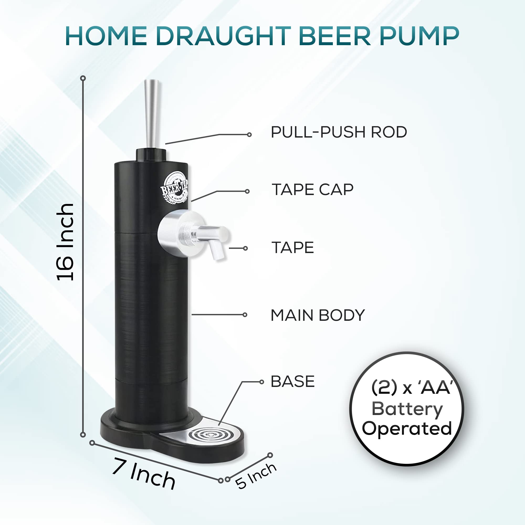 Richard Bergendi Portable Mini Keg Draft Beer Dispenser - Home Draught Beer Pump & Tap for All Canned Beers, Ale, Lager | Perfect for Parties, BBQs, Man Cave & Gifts for Men, Husband, Dad, Beer Lovers (Black)