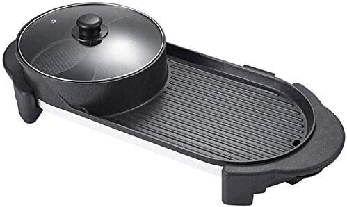2-in-1 Large Capacity Electric Hot Pot & Grill - Indoor Smokeless Teppanyaki Grill with Flat Bottom for Easy Cleaning - Perfect for Family Gatherings, Asian Hot Pot Meals & Home BBQ Parties