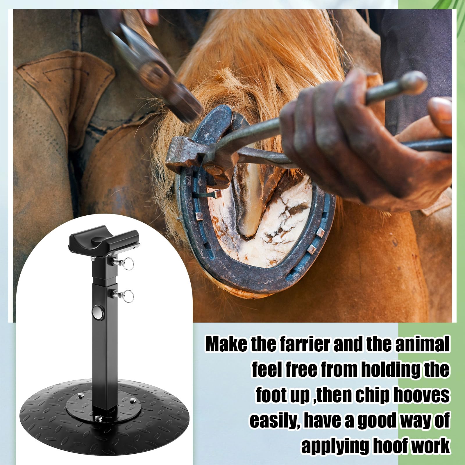 **Zonon Adjustable Metal Farrier Stand for Horses - Heavy Duty Blacksmith Hoof Stand with Height Adjustment - Perfect for Horse Hoof Trimming, Shoeing & Blacksmithing**