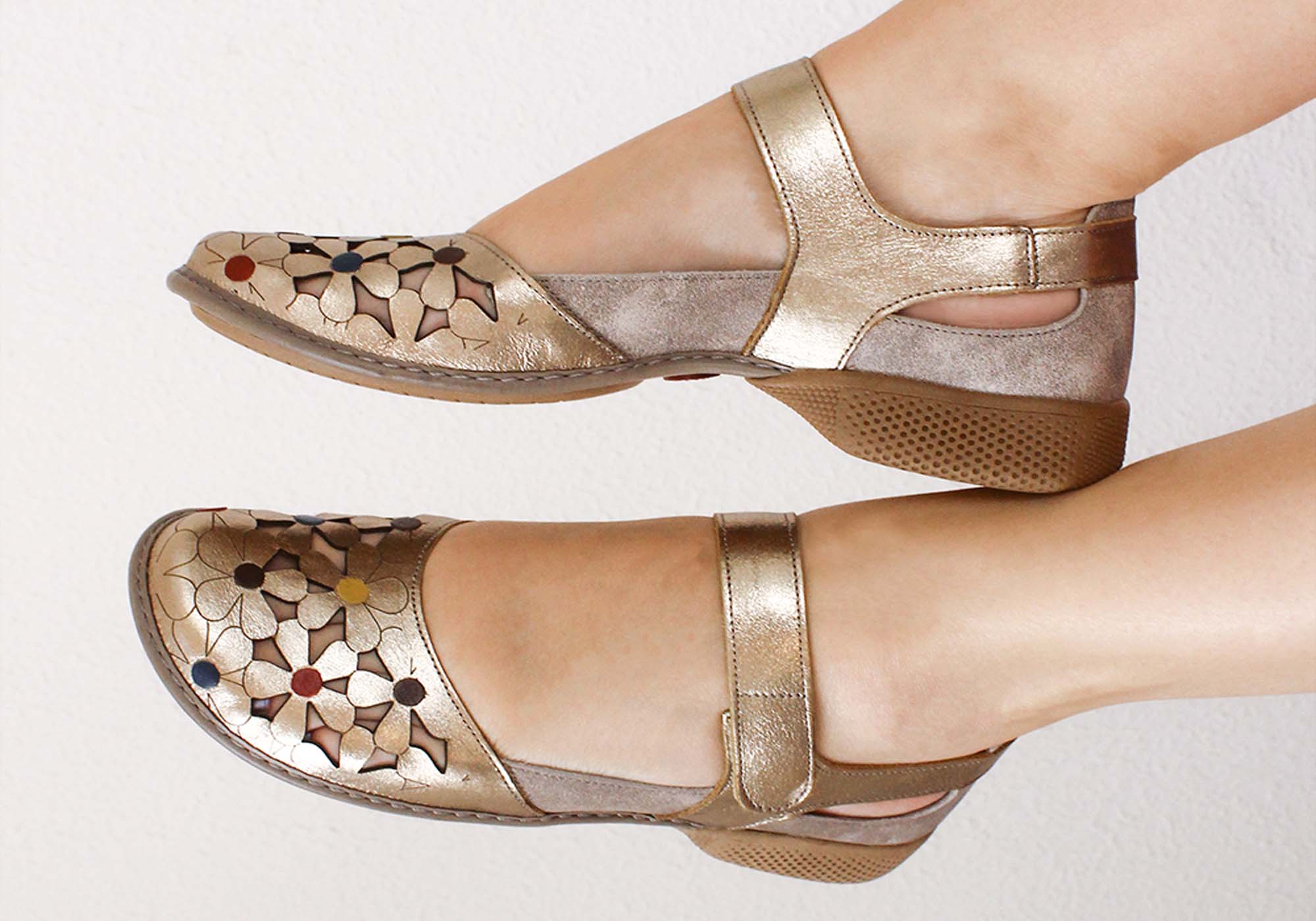 J Gean Tulip Women's Comfortable Brazilian Leather Mary Jane Shoes - Elegant & Supportive Flats for Work, Wedding & Everyday Wear