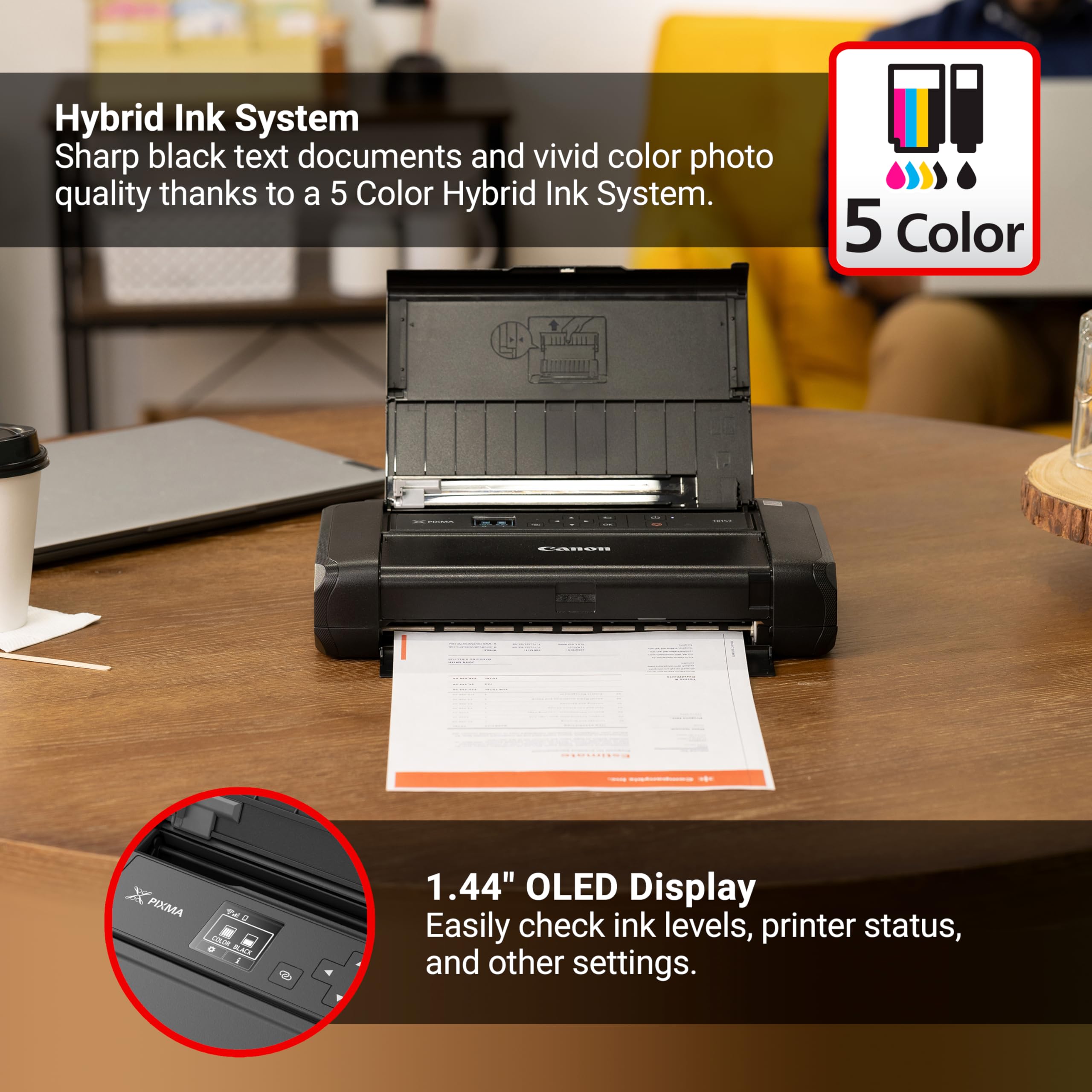 Canon PIXMA TR150 Wireless Portable Printer for Home & Office - Compact Mobile Printing for Travel, Business, and On-the-Go Professionals