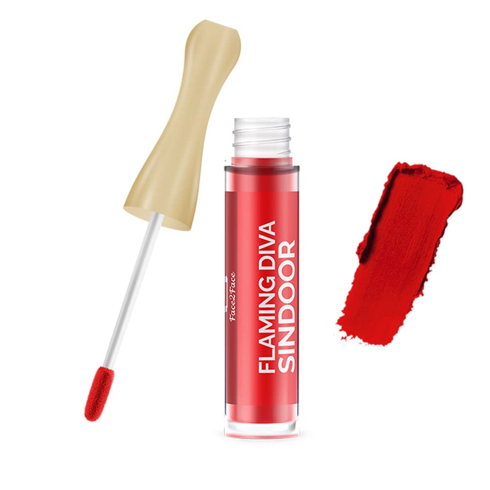 BEAUTYRELAY LONDON - 100% Natural Long Lasting Smudge Proof & Waterproof Sindoor in Red & Maroon Shades - Face 2 Face Flaming Diva, 5g | Perfect for Festivals, Weddings & Traditional Makeup Looks