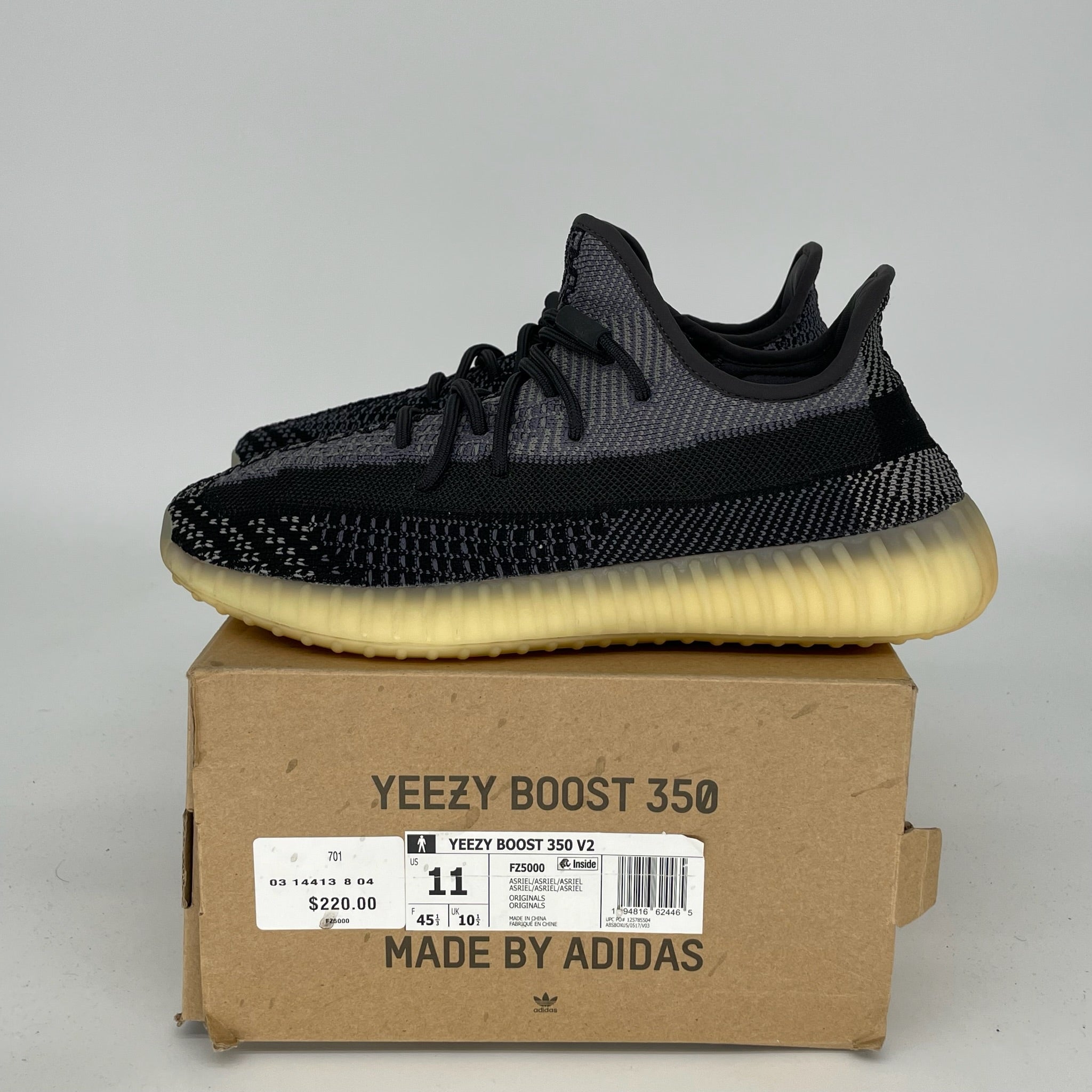 Adidas Yeezy Boost 350 V2 Carbon Sneakers - Men's Size 11 [FZ5000] | Comfortable Running Shoes for Gym, Jogging & Casual Wear