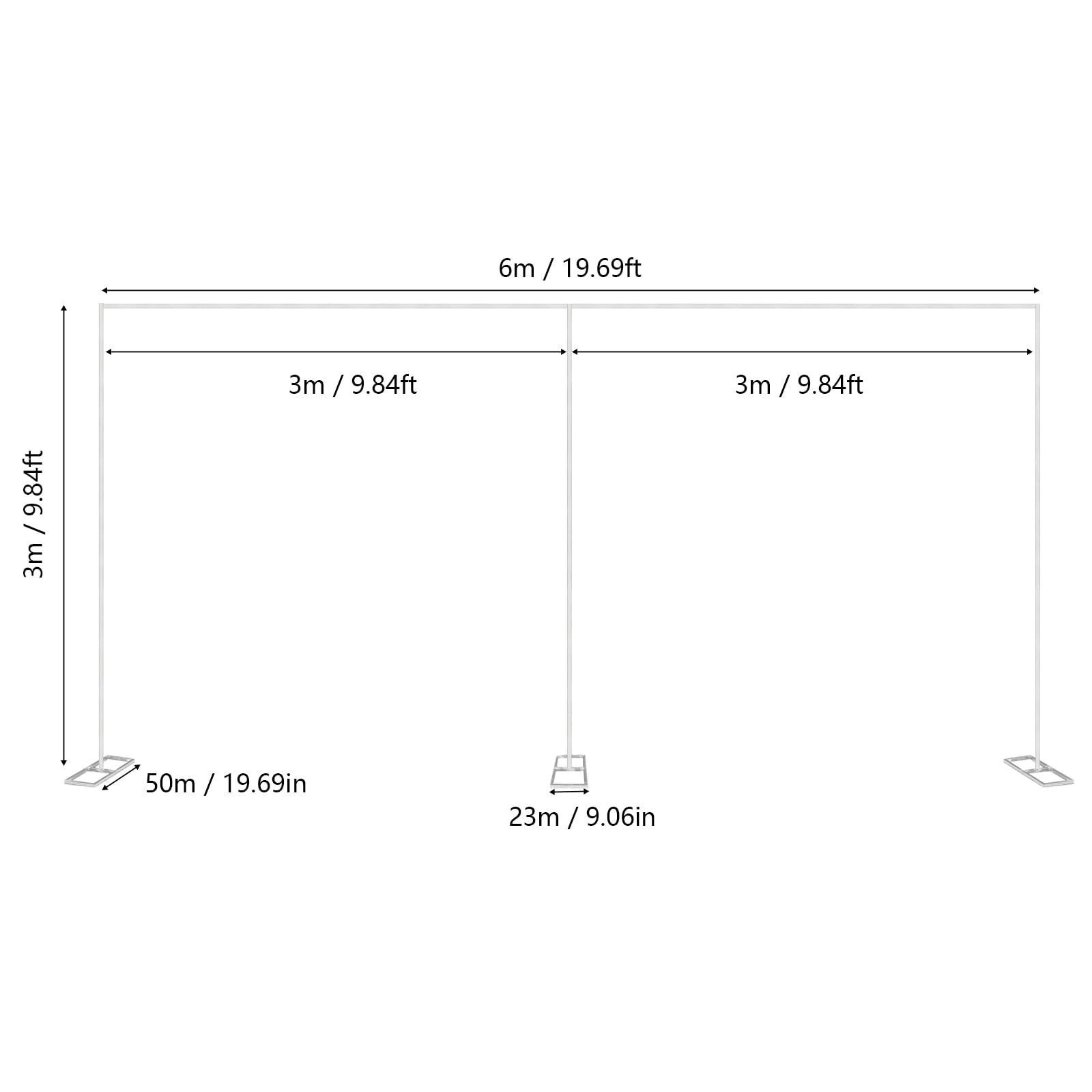 19.6Ft x 9.8Ft Metal Wedding Arch Backdrop Stand - Square Arch Frame for Garden Weddings, Photo Booth, Ceremonies & Events - Durable Silver Wedding Decoration Props (Perfect for Outdoor/Indoor Venues)