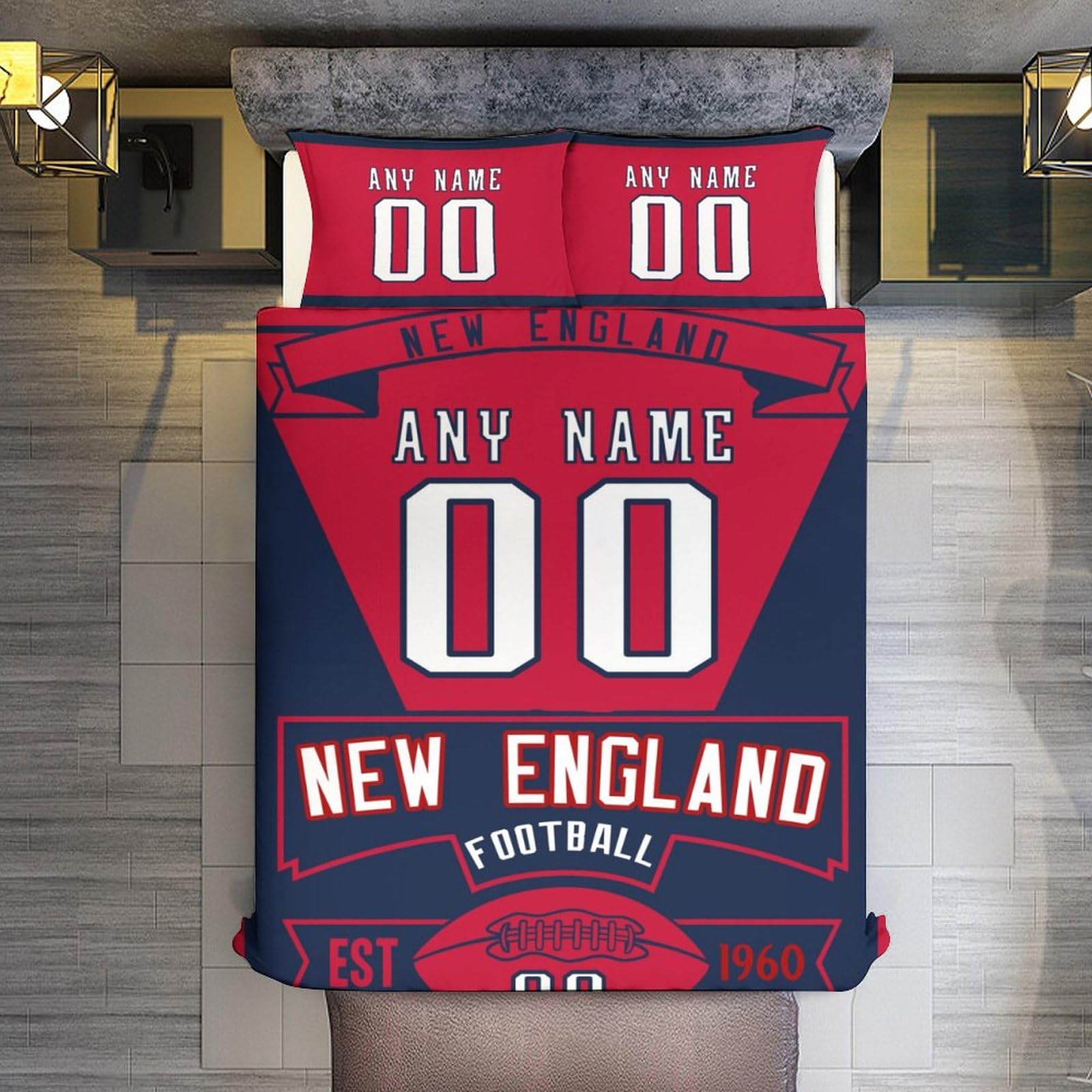 Custom Football Comforter Set - 3 Piece Bedding (Comforter + 2 Pillowcases) for Sports Fans | Personalized Name & Number | Soft Lightweight Quilt | Football Themed Bedroom Decor | Perfect for Game Nights & Fan Rooms