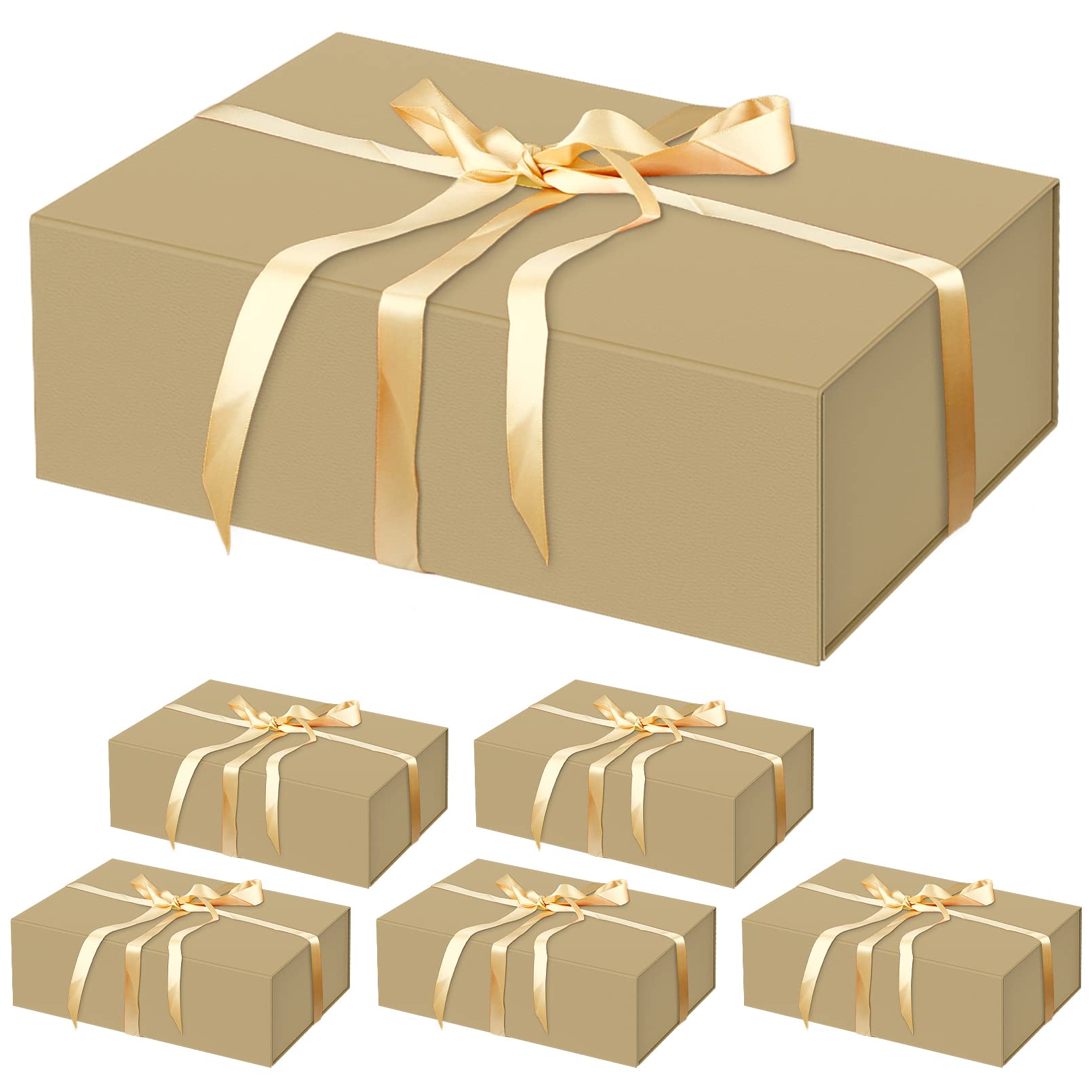 HavrePac 6 Pack Large Luxury Gift Boxes with Lids 13.8x9x4.3 Inches - Magnetic Closure Present Packaging Box for Mother's Day, Birthday, Wedding, Party - Perfect for Jewelry, Cosmetics, and Special Occasion Gifts