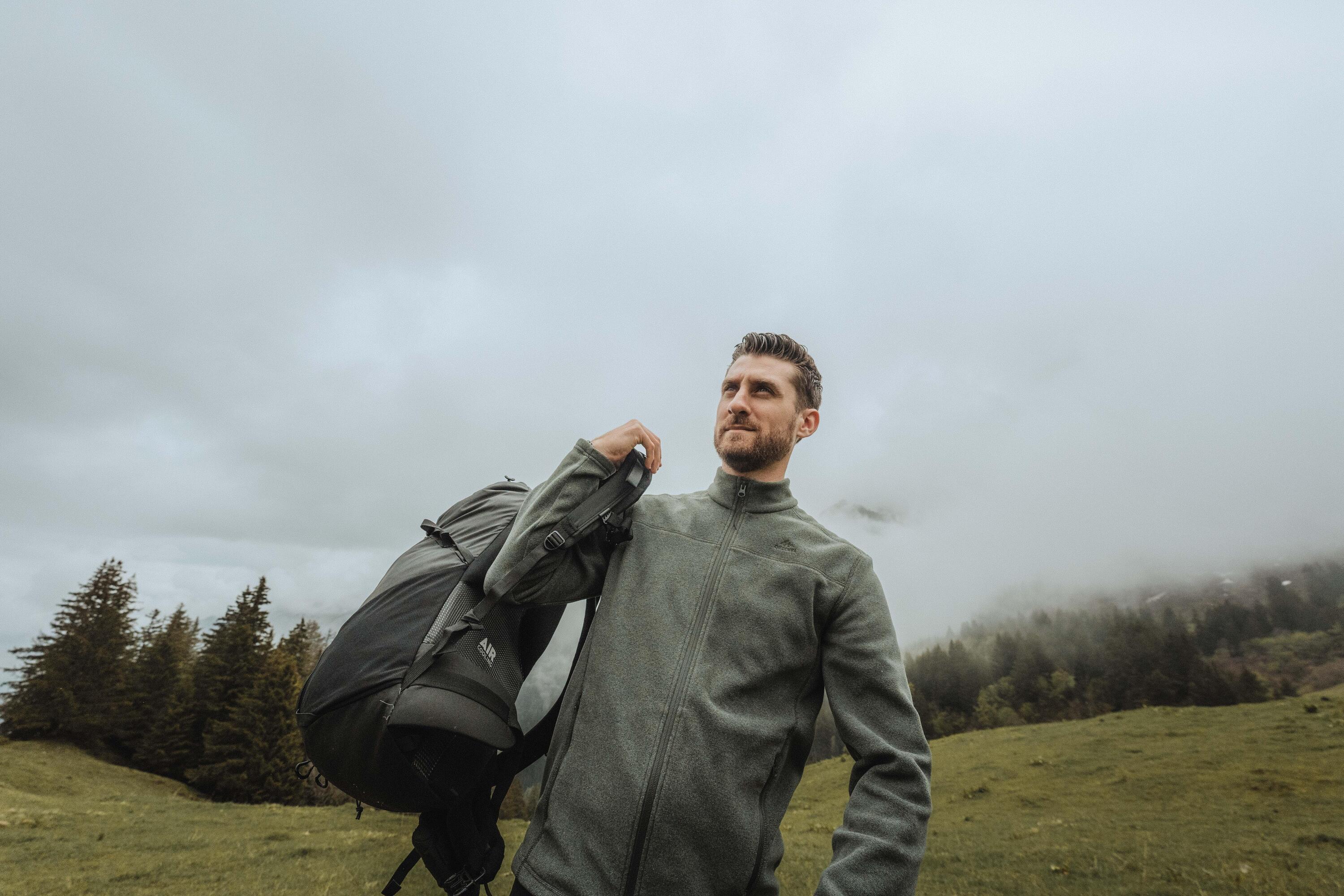 Quechua Men's MH120 Lightweight Fleece Hiking Jacket - Warm Outdoor Winter Coat for Camping, Trekking & Mountain Climbing