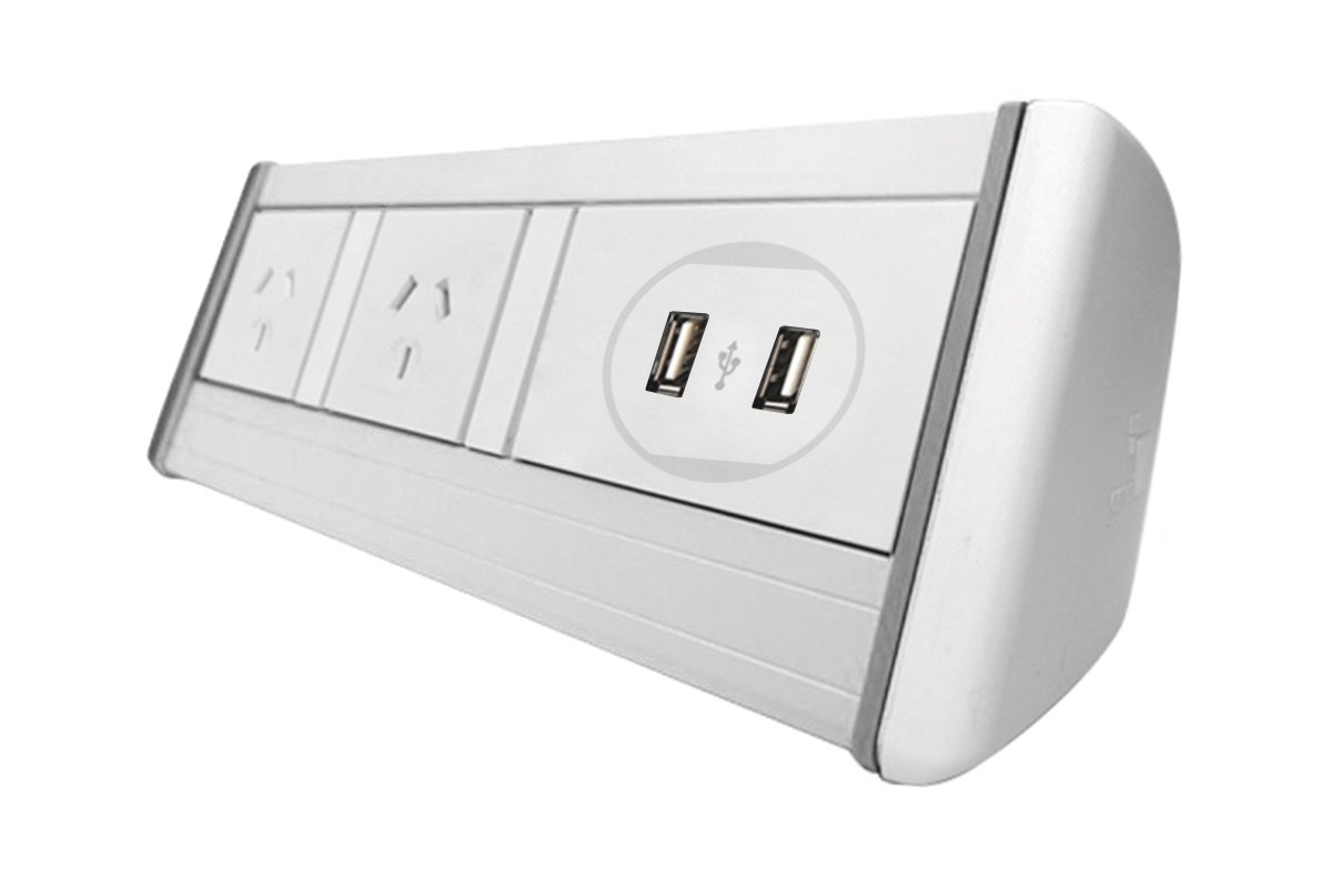 DPG Harmony White Over Desk Power Strip with USB Ports - Perfect for Home Office, Gaming Setup & Workspace Organization