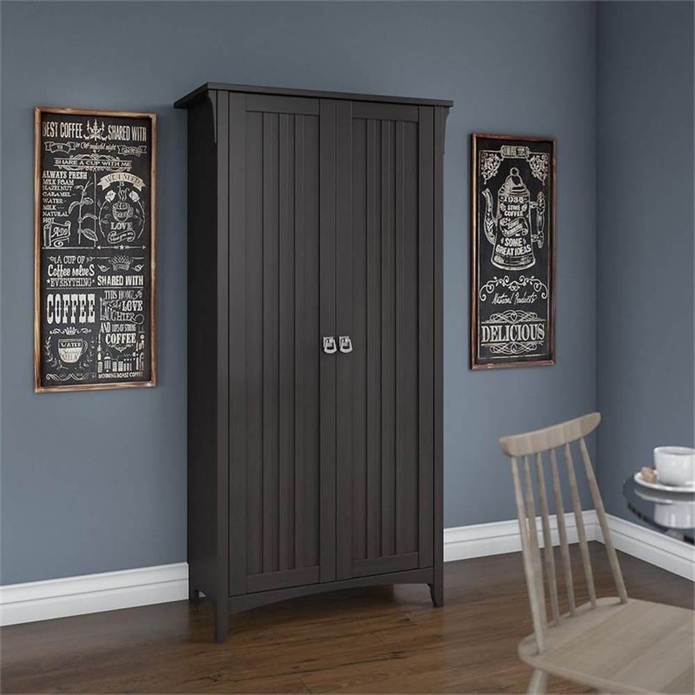 Black Wooden Kitchen Pantry Cabinet with Doors - Modern Storage Solution for Spices, Dry Food & Kitchen Essentials | Atlin Designs