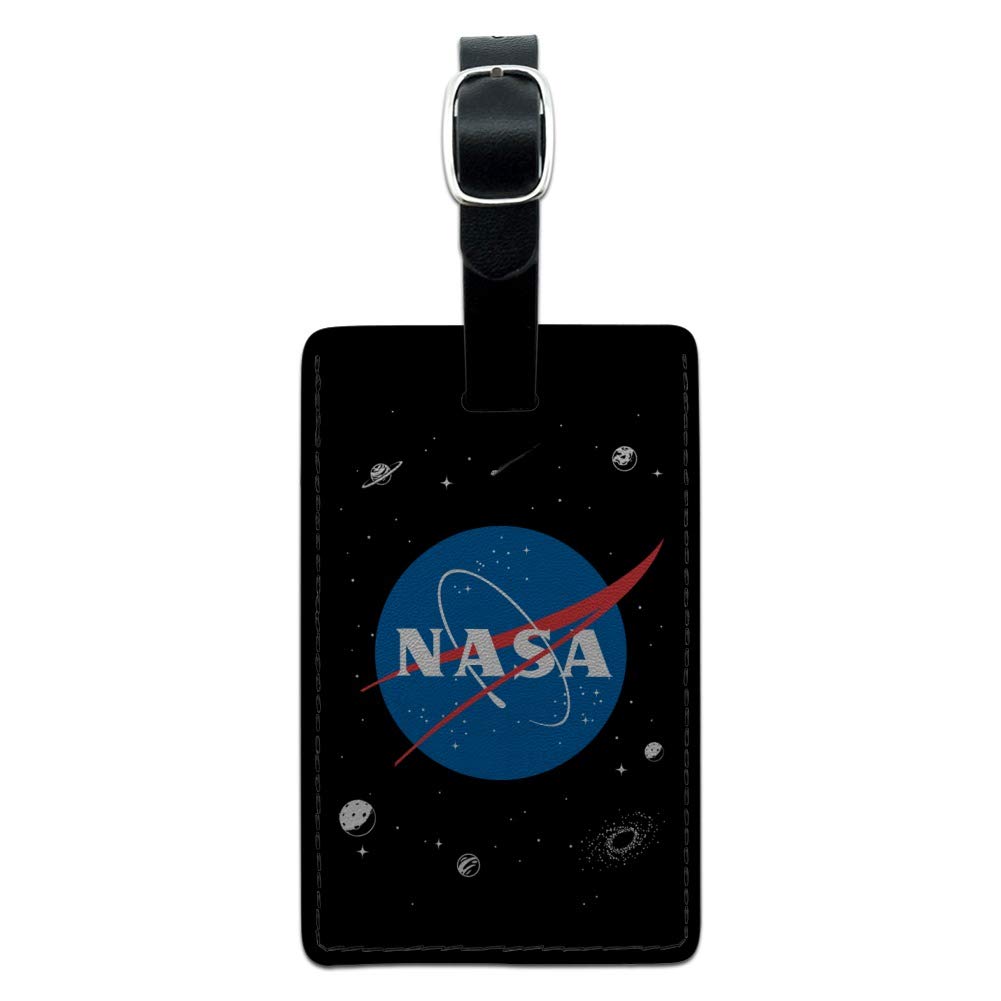 NASA Official Meatball Logo Rectangle Leather Luggage Tag - Durable Carry-On ID Tag for Travel Bags & Suitcases - Perfect for Airports, Business Trips & Vacation Travel Accessories