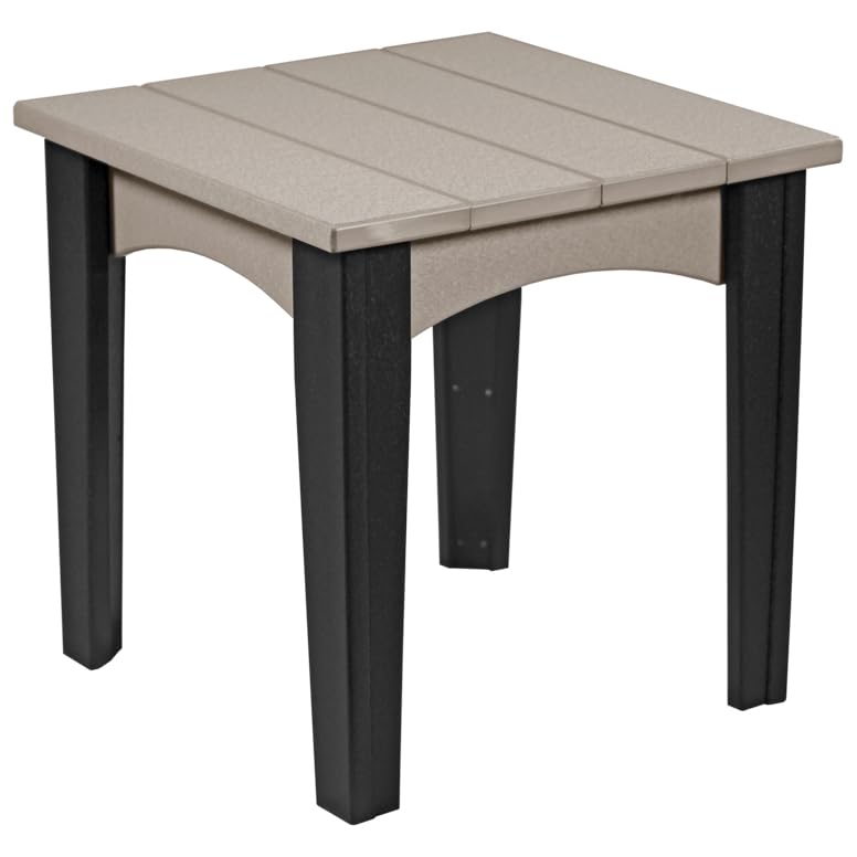 Poly Lumber Outdoor End Table - Weatherwood & Black Finish - Durable Patio Furniture for Deck, Poolside & Garden - Furniture Barn USA