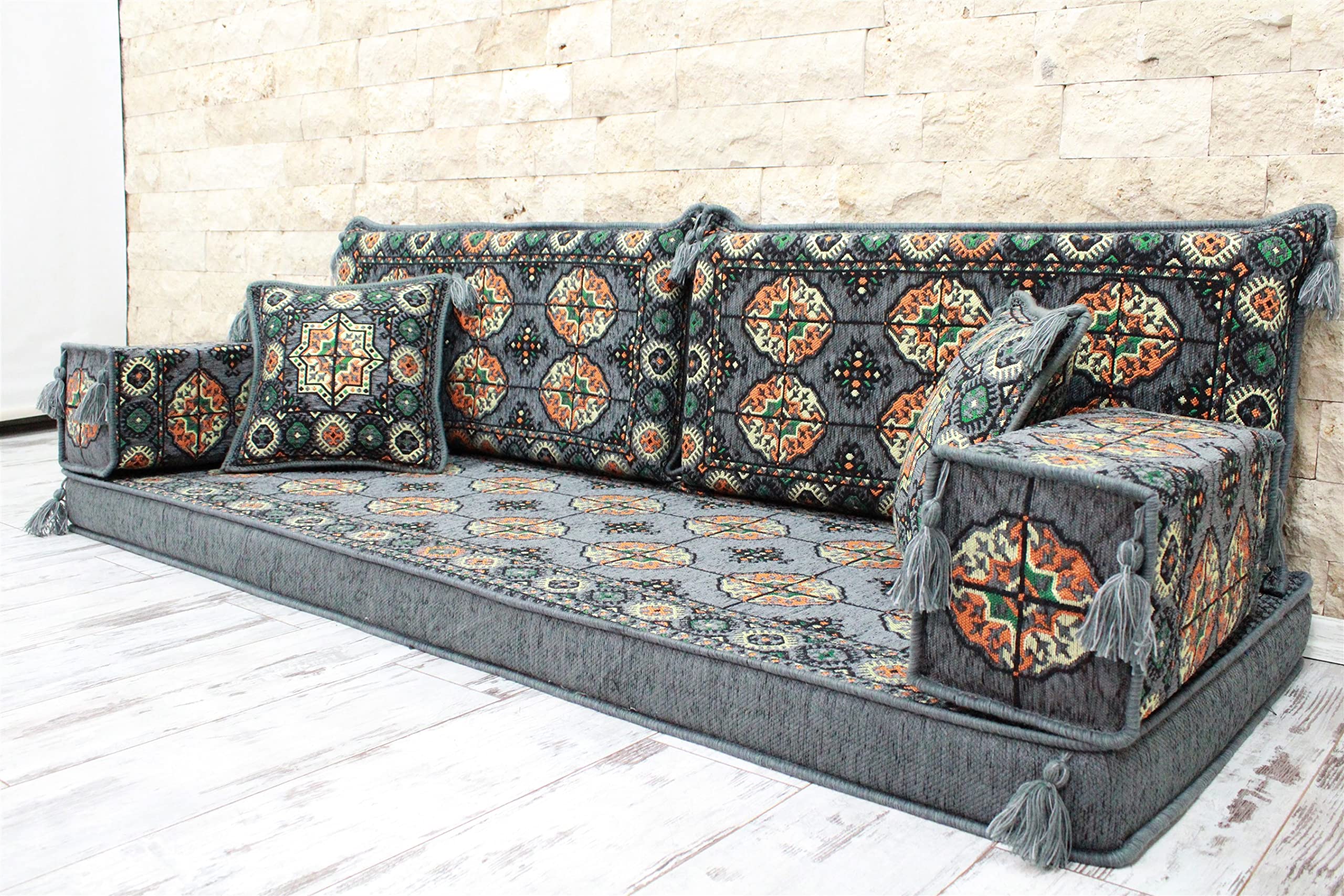 Premium Arabic Majlis Sofa Set - Traditional Floor Seating Couch with Comfortable Foam Cushions - Perfect for Middle Eastern Living Rooms, Majlis Gatherings & Cultural Home Decor