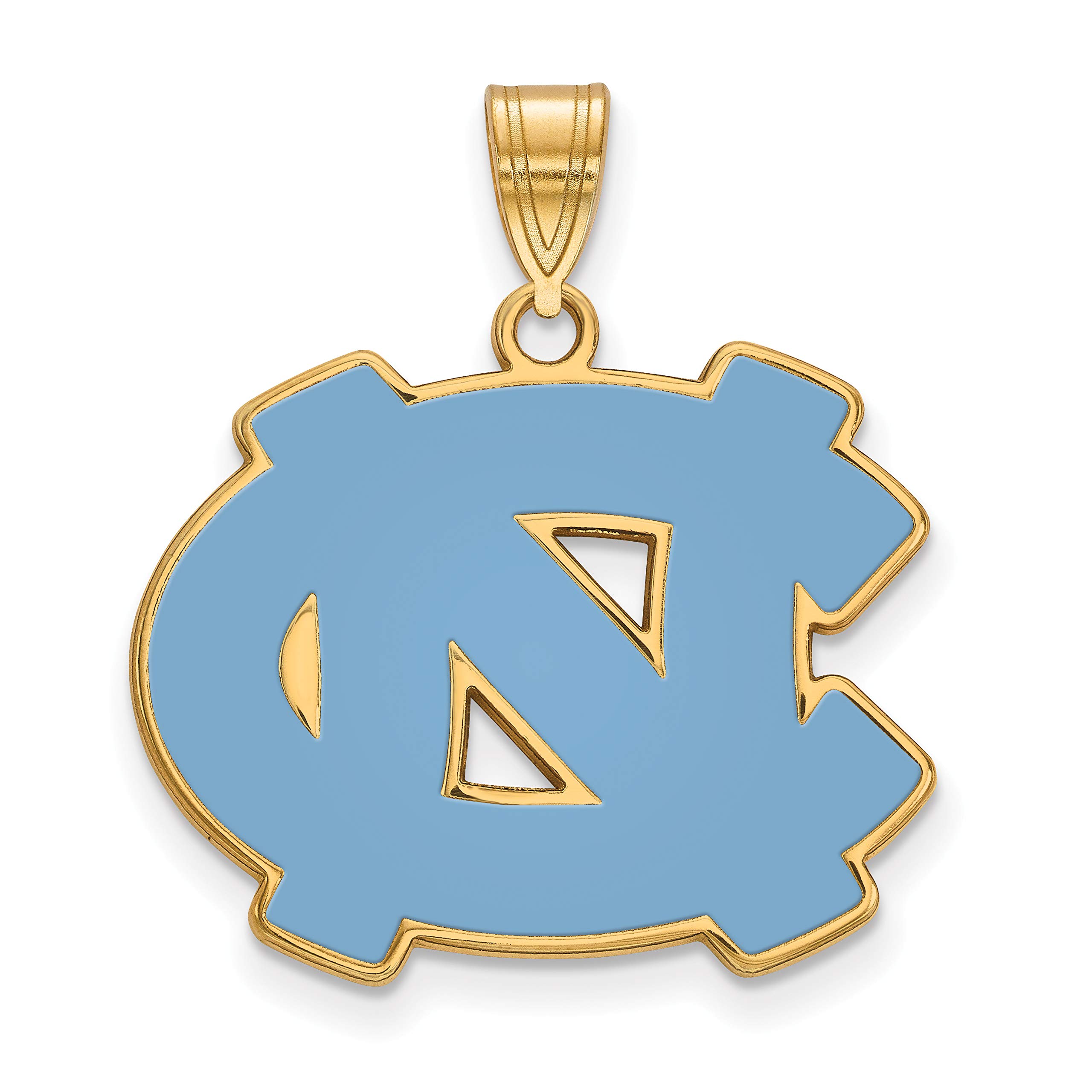 North Carolina Tar Heels Blue University Logo Pendant Necklace - Gold Plated Silver Disc Charm for College Fans, Game Day Jewelry & Alumni Gifts