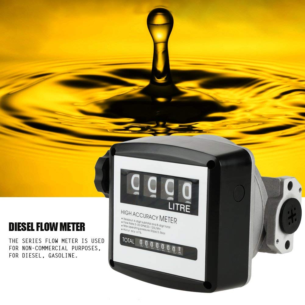 4-Digit Mechanical Diesel Fuel Flow Meter 25mm (1