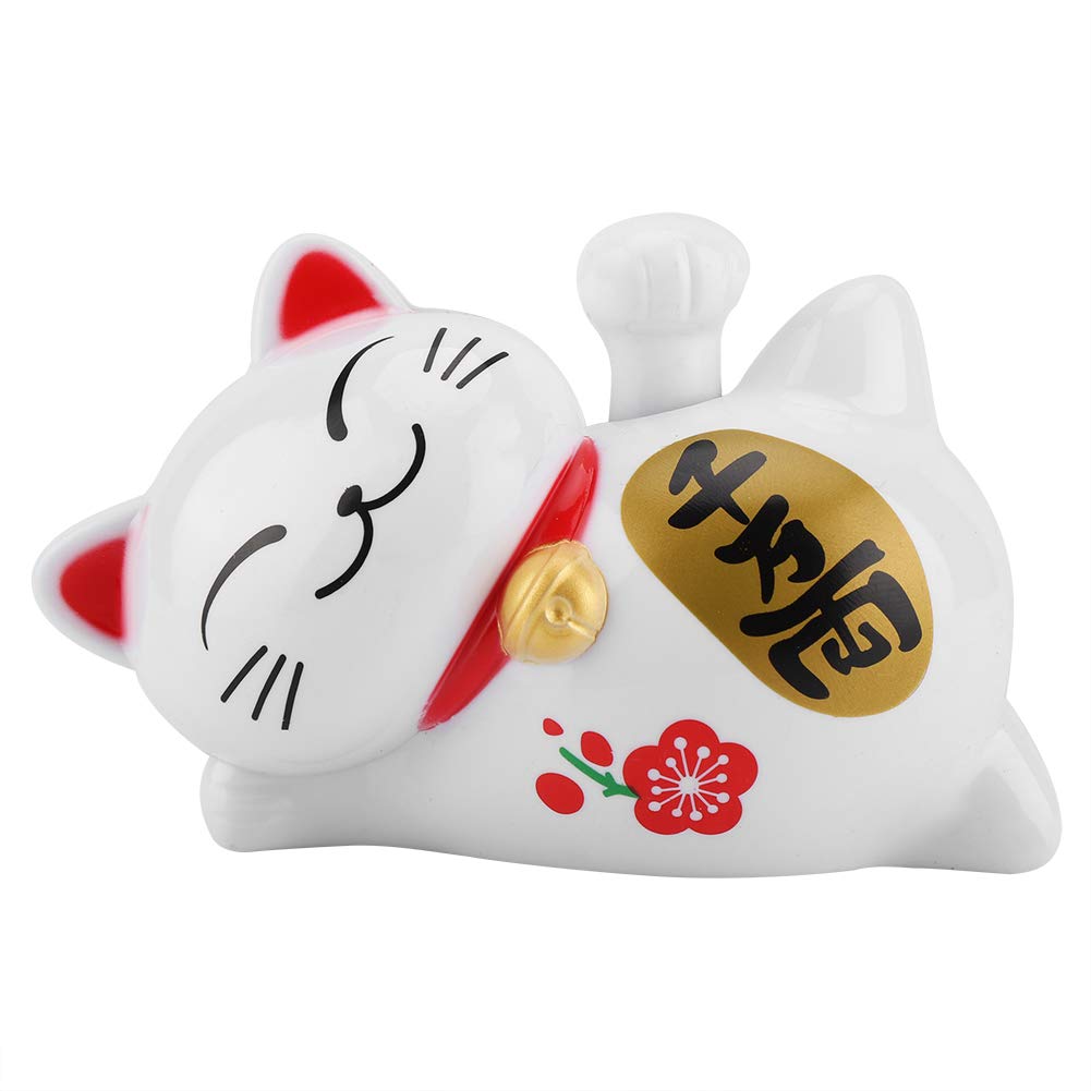 Solar Powered Lucky Cat Waving Arm - Fortune Beckoning Cat Car Decor for Good Luck & Wealth - Perfect for Dashboard, Office Desk & Home Decor