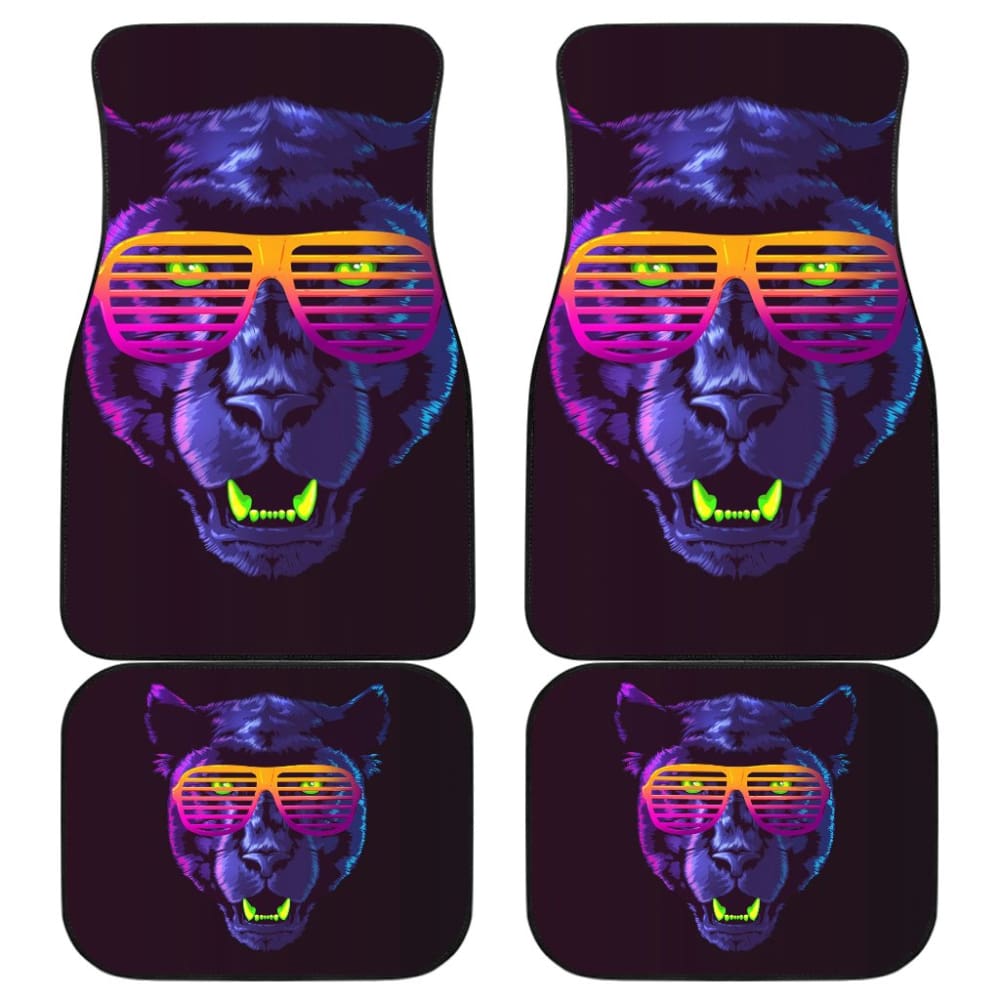 Badass Panther With Glasses Car Floor Mats 212601 - Premium Custom Car Mats for SUVs, Trucks & Sedans - Perfect for Car Enthusiasts & Gift Giving