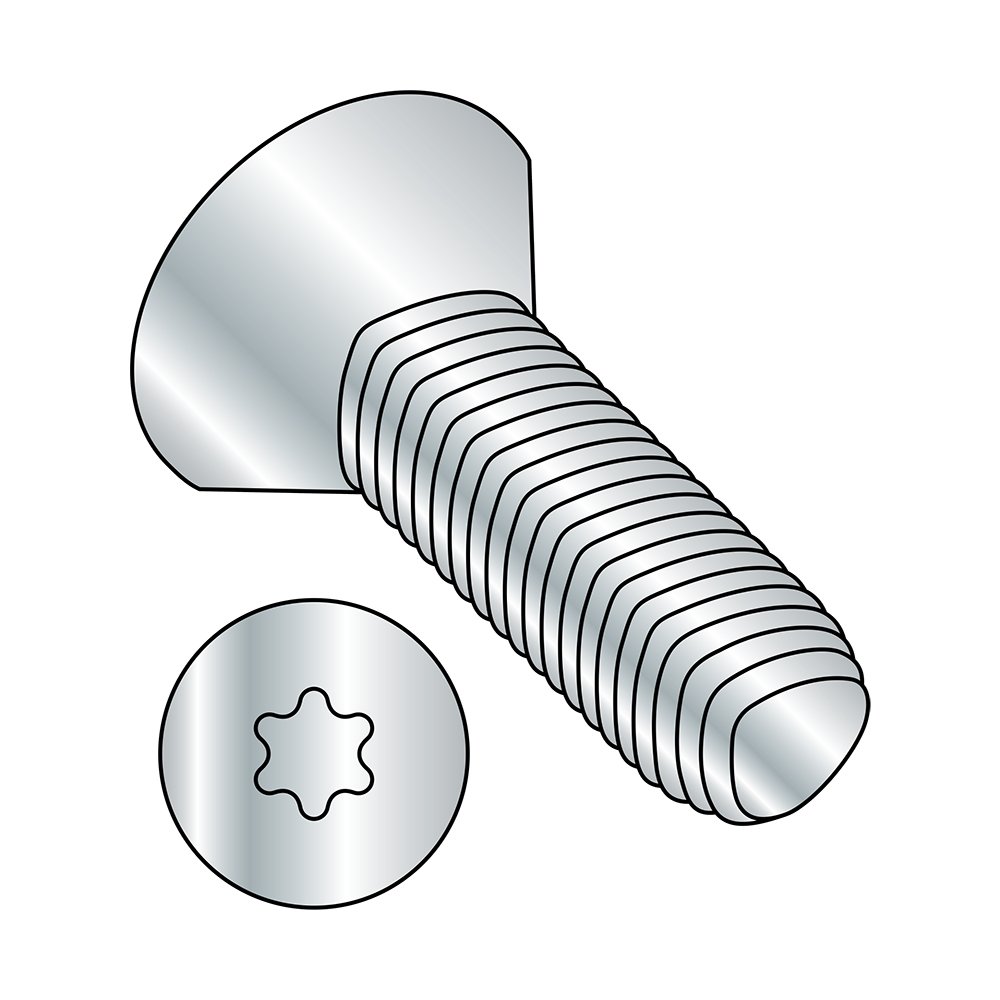 Small Parts 0608RTF Zinc Plated Steel Thread Rolling Screw, 82° Flat Head Star Drive, #6-32 Thread Size, 1/2