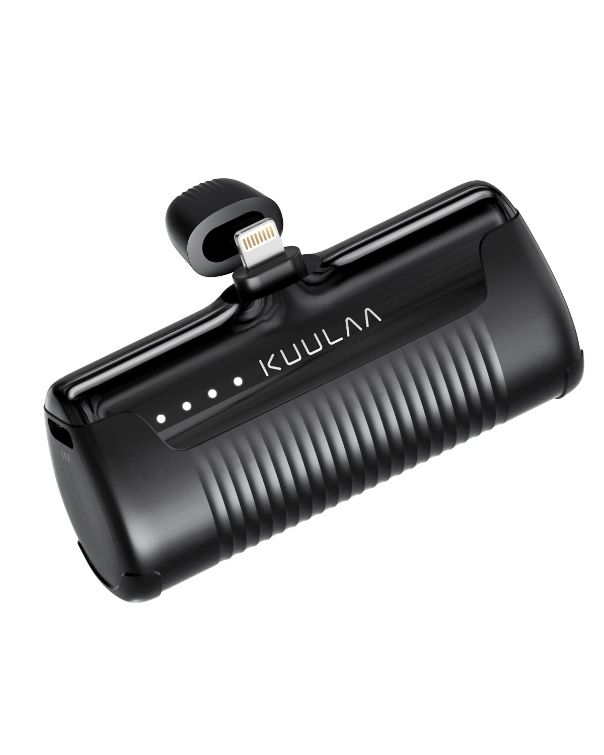 Kuulaa 4500mAh Portable Charger with Built-in Lightning Cable - Compact Power Bank for iPhone 14/13/12 Series (14 Pro/Pro Max/Plus) - Fast Charging External Battery for Travel, Camping & Emergency Backup (Black) | Perfect for Outdoor Adventures, Business Trips & Daily Commute