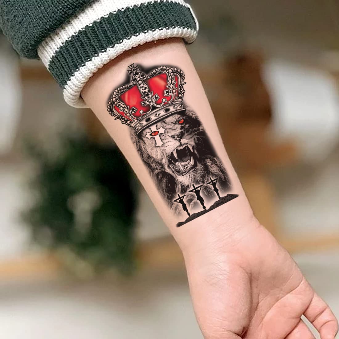 Lion King & Jesus Temporary Tattoos - Waterproof Fake Tattoos for Men & Women - Perfect for Halloween, Cosplay, Parties & Body Art