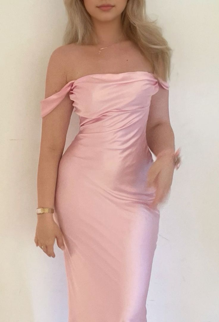 Elegant Mermaid Off-The-Shoulder Satin Pink Evening Gown J6126 - Perfect for Prom, Wedding Guest & Formal Events
