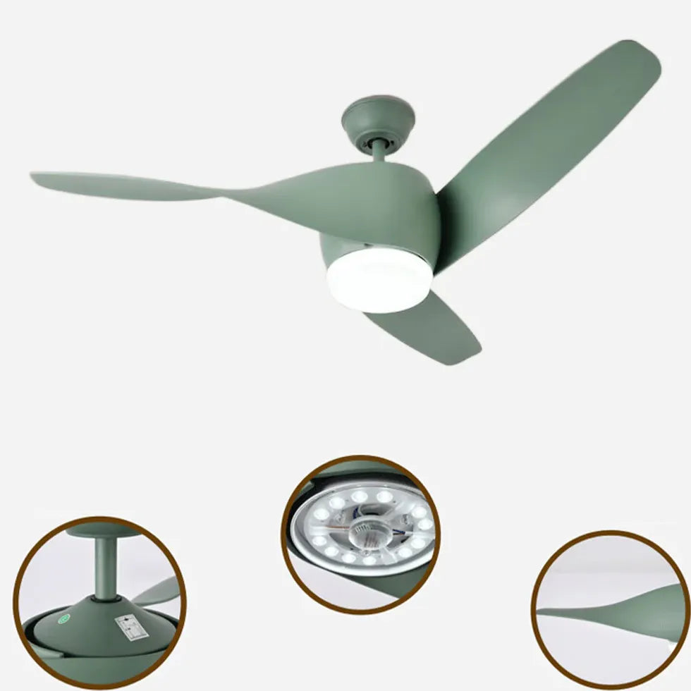 3-Blade Wooden Ceiling Fan with LED Light - Modern Low Profile Design for Bedroom, Living Room & Office - Quiet Energy Efficient Air Circulation