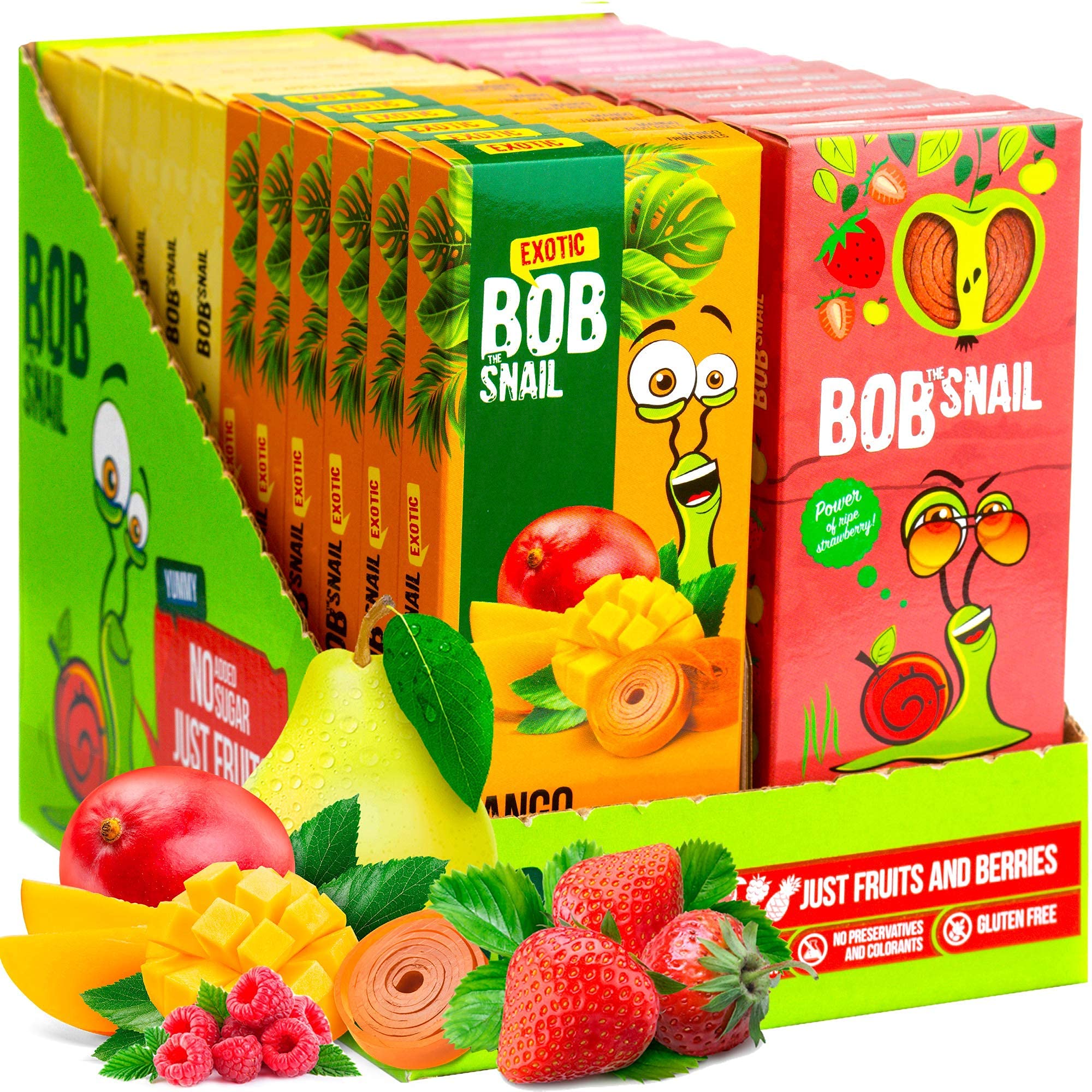BOB SNAIL Healthy Fruit Snacks - Organic Vegan Gummy Candy for Adults & Kids - Perfect for School Lunches, Road Trips & Office Snacks