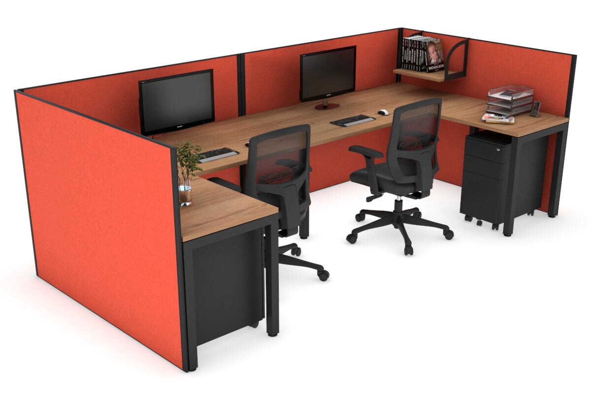 Quadro Square Legs 2-Person Corner Workstation Desk - U-Shaped Black Frame [1800L x 1800W] with Cable Management - Perfect for Office & Home Workspace Setup
