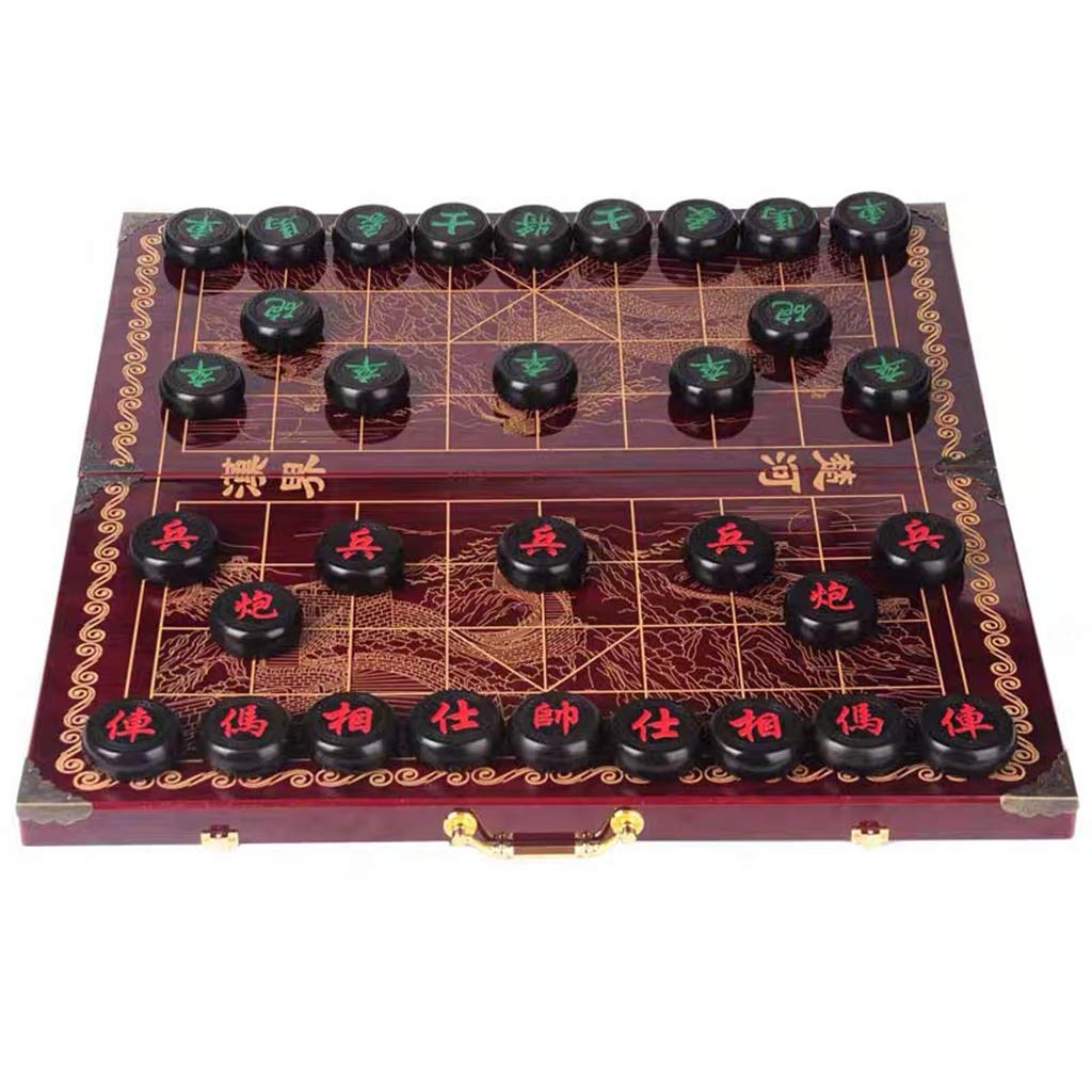 Premium Ebony Chinese Xiangqi Chess Set - 2 Player Strategy Board Game with Folding Board | Perfect for Travel, Gifts & Collectors | Enhance Your Game Nights & Cultural Experience