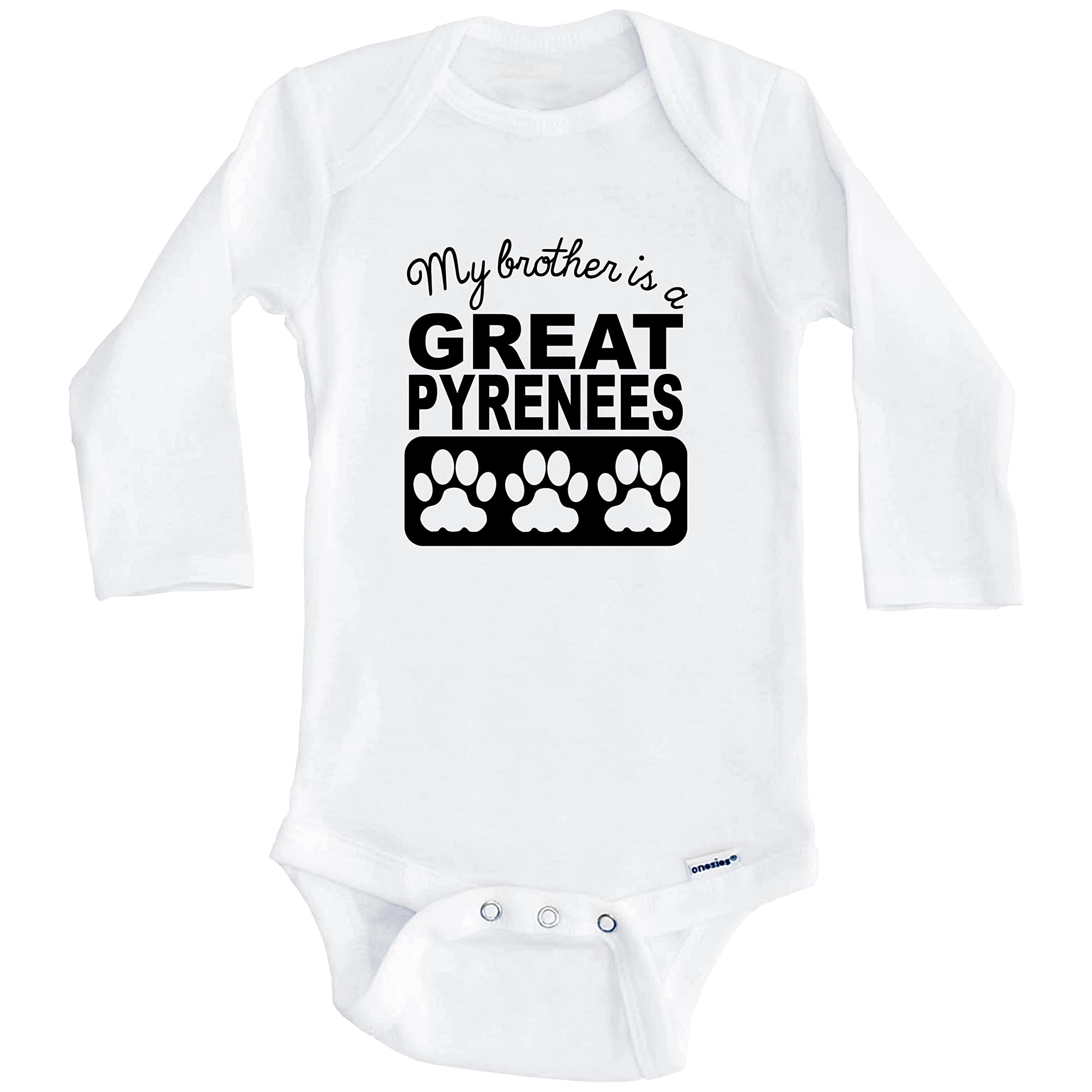 My Brother is A Great Pyrenees Dog Lover One-Piece Baby Bodysuit - Soft Long Sleeve Infant Romper for Boys & Girls - Perfect for Family Photos, Pet Lovers & Dog-Themed Birthday Parties