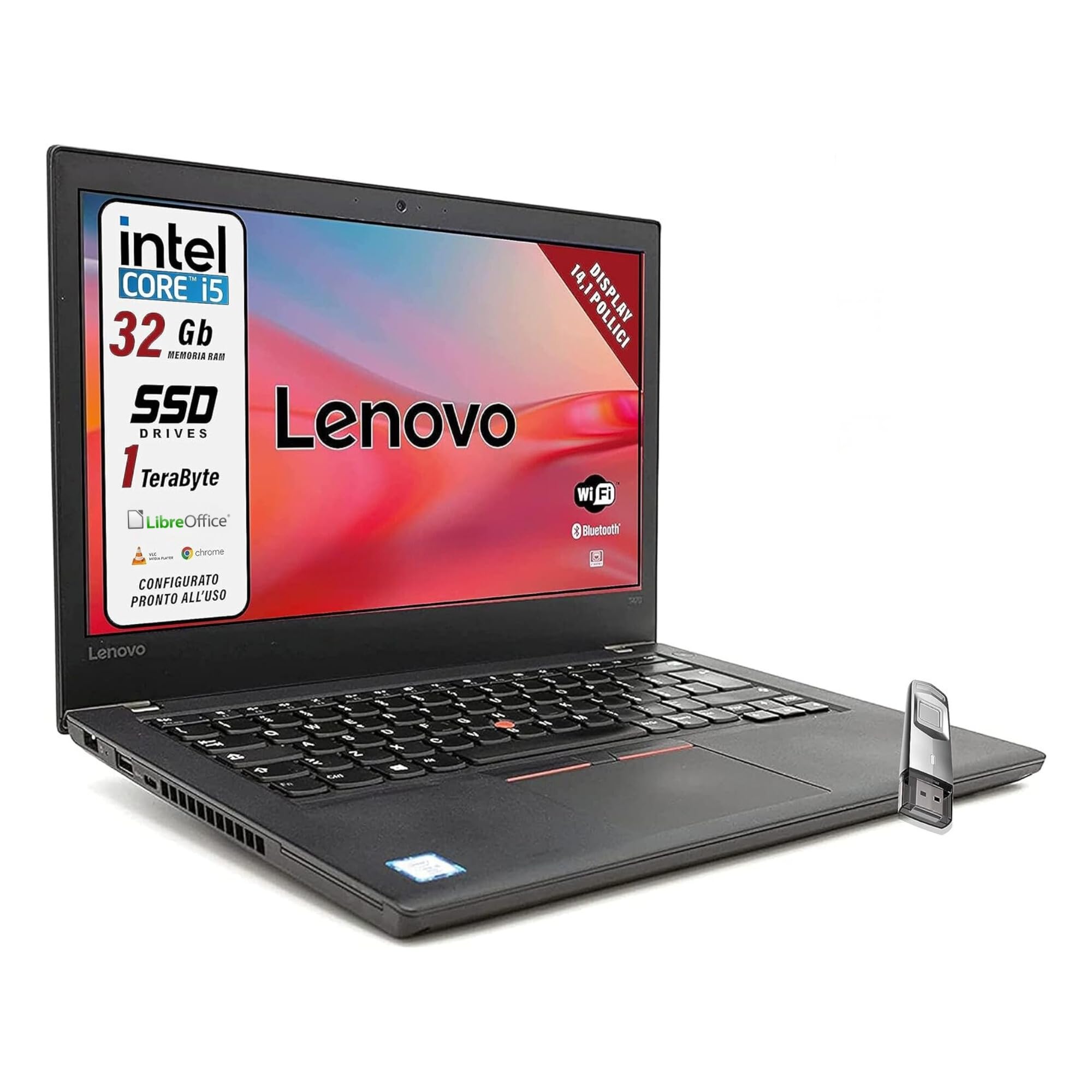 Refurbished Lenovo Laptop - Intel Core i5, 32GB RAM, 1TB SSD, 14