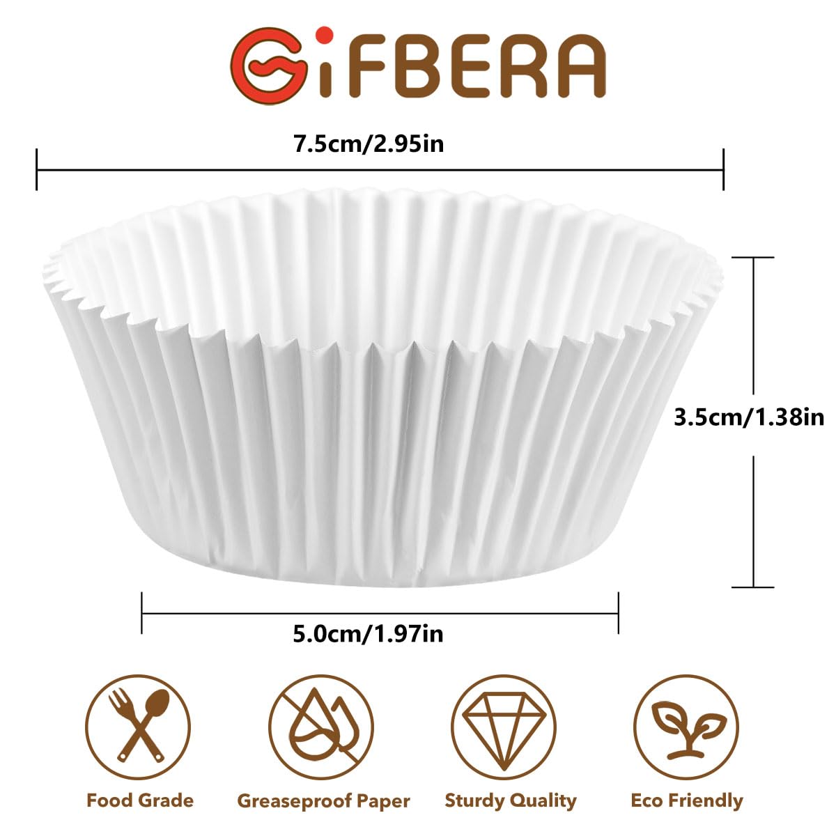 Gifbera White Foil Muffin Cupcake Liners - Standard Size Baking Cups (100 Count) - Perfect for Baking, Party Decorations & Dessert Displays