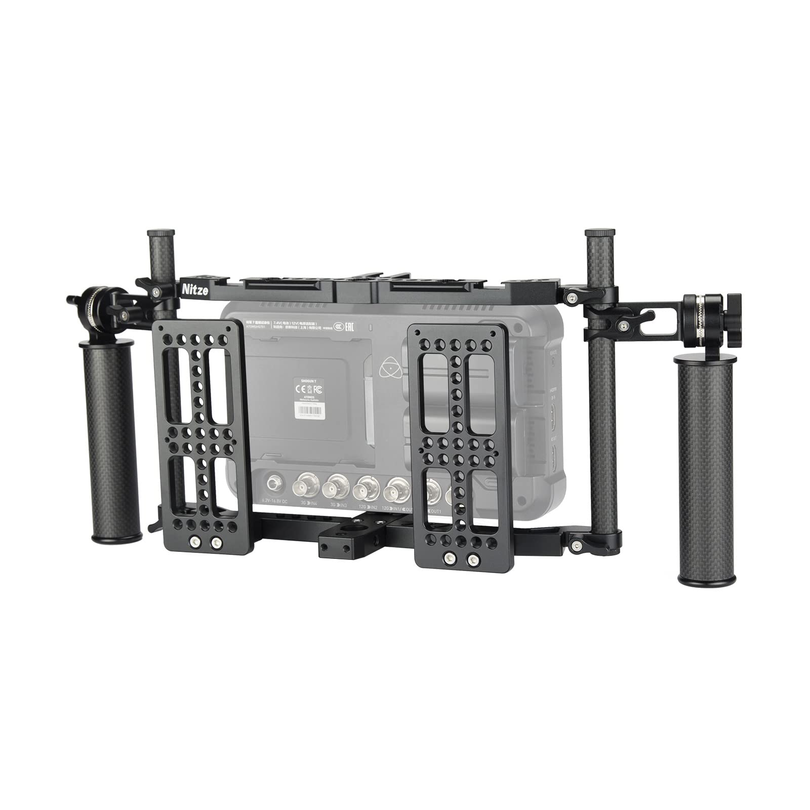 JSQ-003 Nitze Director's Monitor Cage with 2 Cheese Plates - Carbon Fiber Handles & Rods for 10