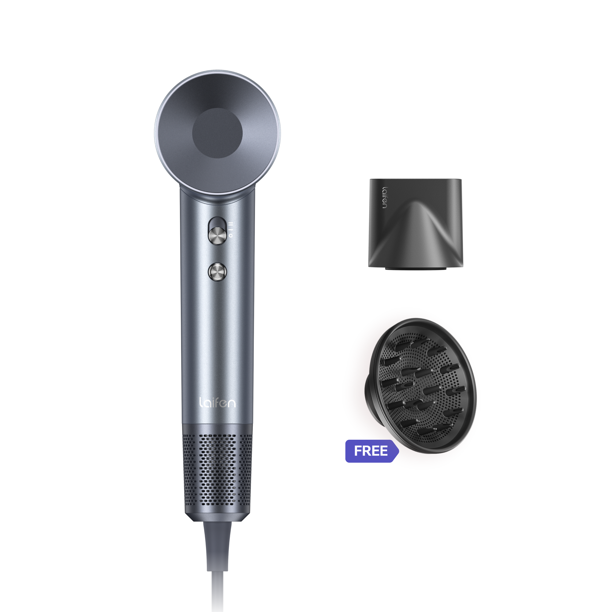 Laifen Swift Hair Dryer with Diffuser Nozzle - Professional Ionic Blow Dryer for Fast Drying & Frizz Control | Perfect for Home & Salon Use, Travel-Friendly Hair Styling Tool