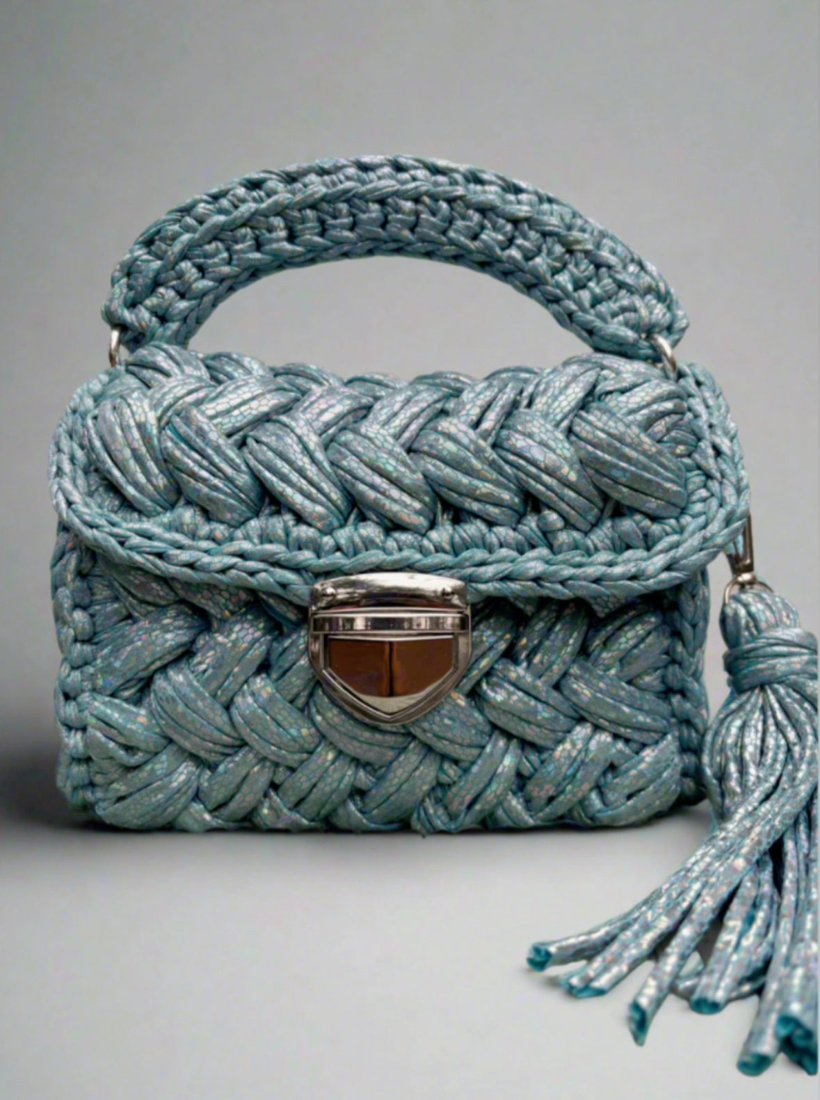 Isla Light Blue Iridescent Snake Print Handbag [Limited Edition] - Perfect for Evening Parties, Date Nights & Special Occasions
