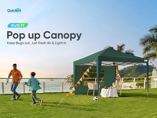 10' x 10' Pop Up Privacy Canopy Tent with Side Walls - Perfect for Outdoor Events, Beach Parties, and Backyard Gatherings