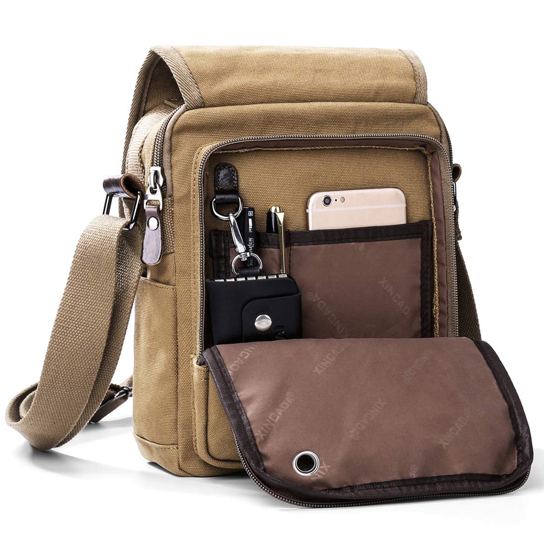 XINCADA Men's Messenger Bag - Durable Canvas Shoulder Bag for Work, Business & Travel - Stylish Crossbody Purse for Daily Commute & Office Use