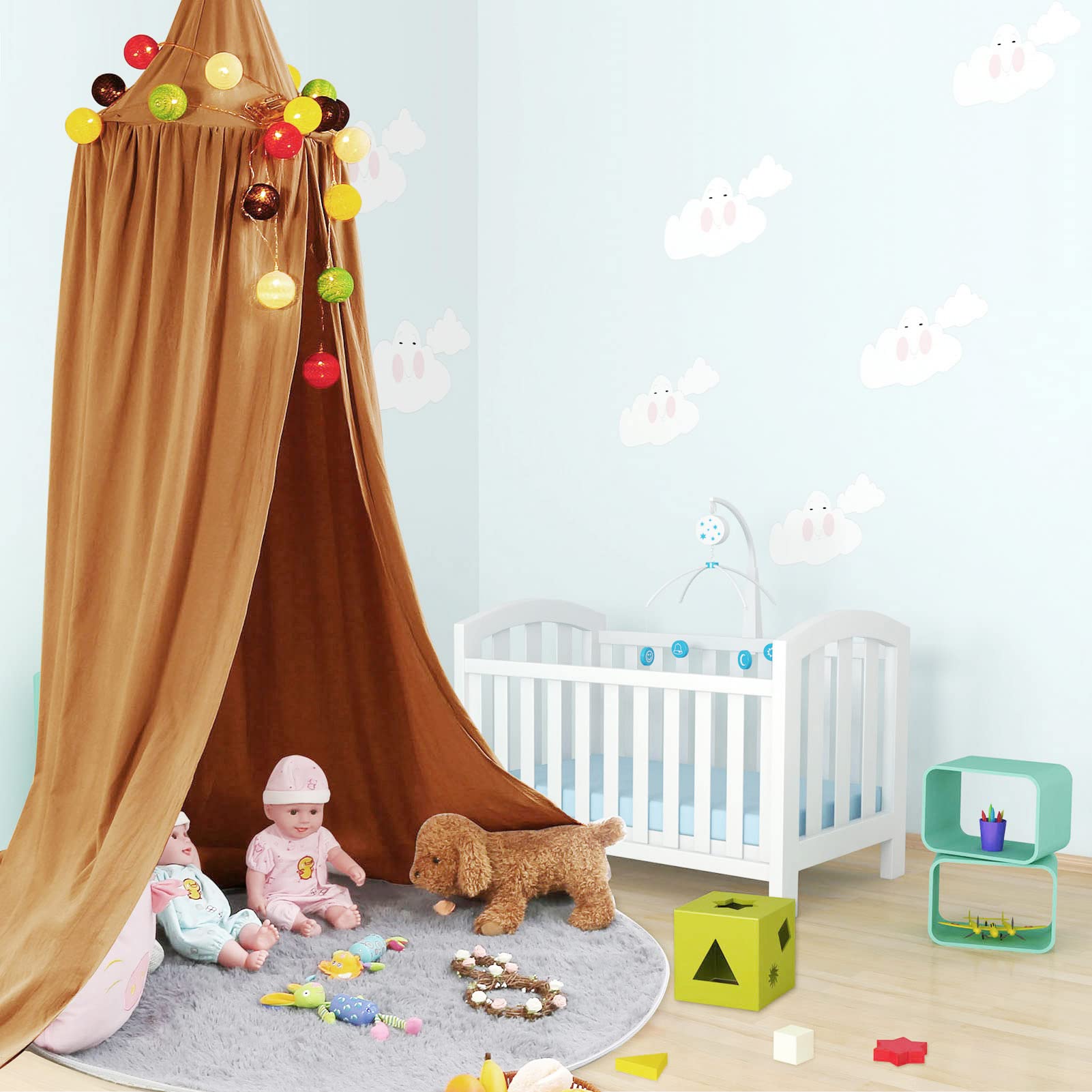 Cotton Kids Bed Canopy - Hanging Net Curtain for Children's Reading Nook, Indoor Bedroom Decor, Princess Canopy Bed, Hammock & Room Corner Decoration (Claybank) | Perfect for Bedrooms, Playrooms & Cozy Reading Spaces