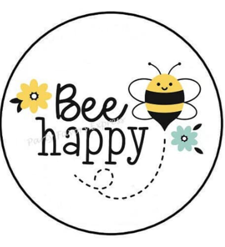 30 Pcs 1.5 Inch Bee Happy Stickers - Cute Honeybee Decals for Scrapbooking, DIY Crafts, Envelope Seals, Gift Wrapping & Planner Decorations - Sweet Bee Theme Adhesive Labels #AA61RK