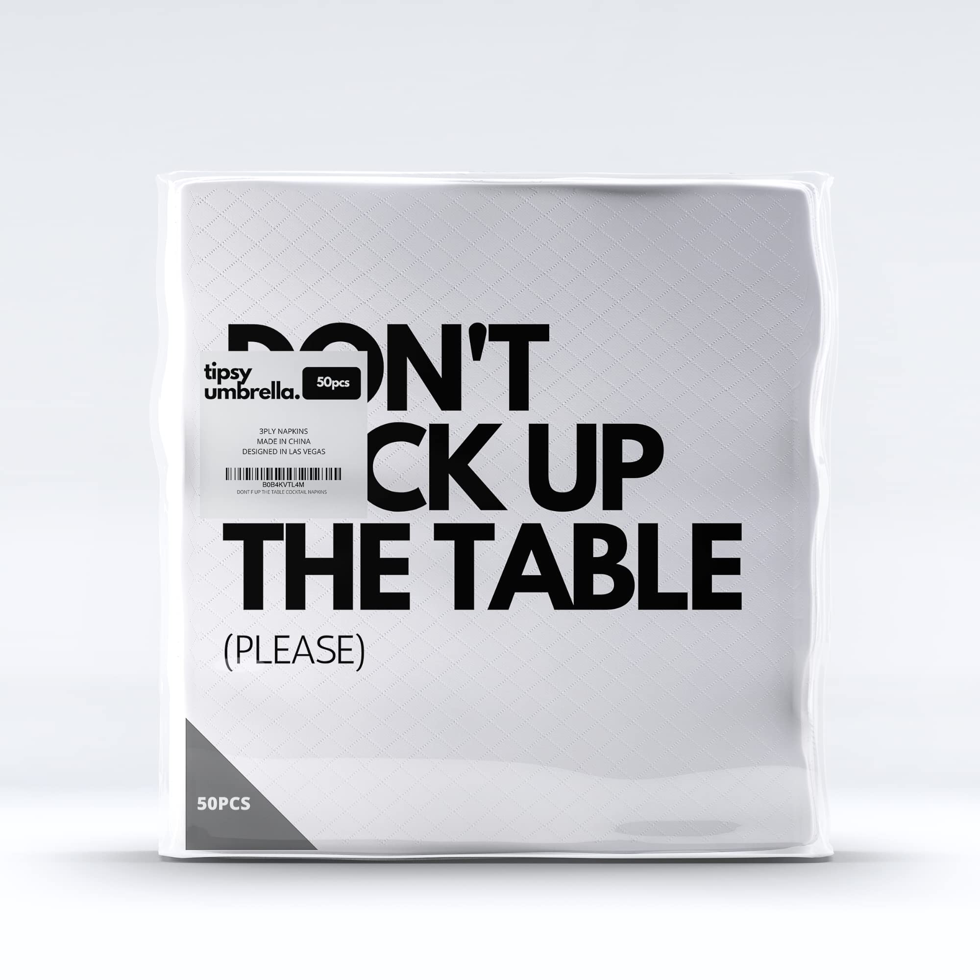 50-Pack Funny Cocktail Napkins - 5x5 Inch Party Napkins with 'Don't Mess Up the Table' Print - Perfect for Weddings, BBQs & Birthday Parties