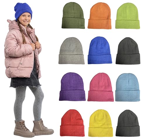 12 Pack Kids Bright Beanies