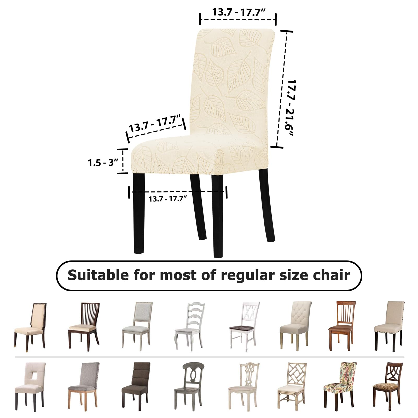 Lellen Dining Chair Slipcovers Set of 2 - Stretchable Washable Chair Covers for Kitchen & Dining Room, Parsons Chair Protector (Cream) | Perfect for Home Decor, Dinner Parties & Daily Use