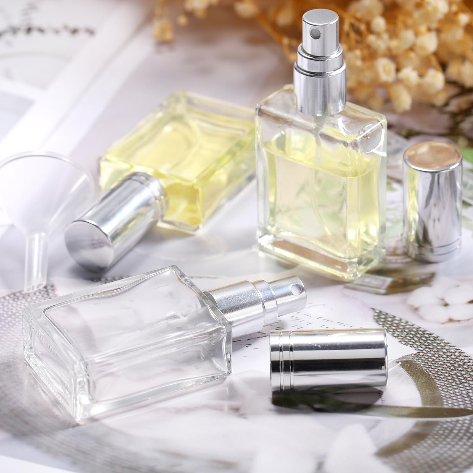 18 Pack Clear Glass Fine Mist Atomizer Spray Bottles - 15ml Refillable Mini Perfume Bottles with Droppers & Funnels | Travel Size Fragrance Containers for Perfume, Essential Oils & DIY Beauty Products
