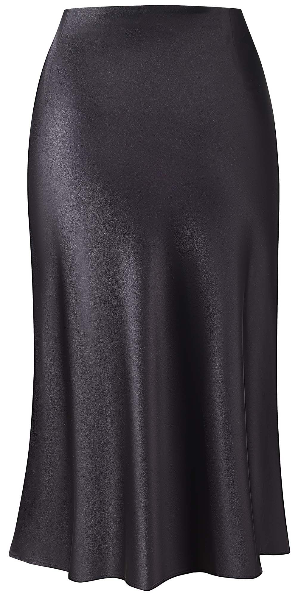 Keasmto Women's Leopard Print Midi Skirt - High Waist Silk Satin Elastic Cheetah Pattern Casual Skirt for Work, Party & Everyday Wear