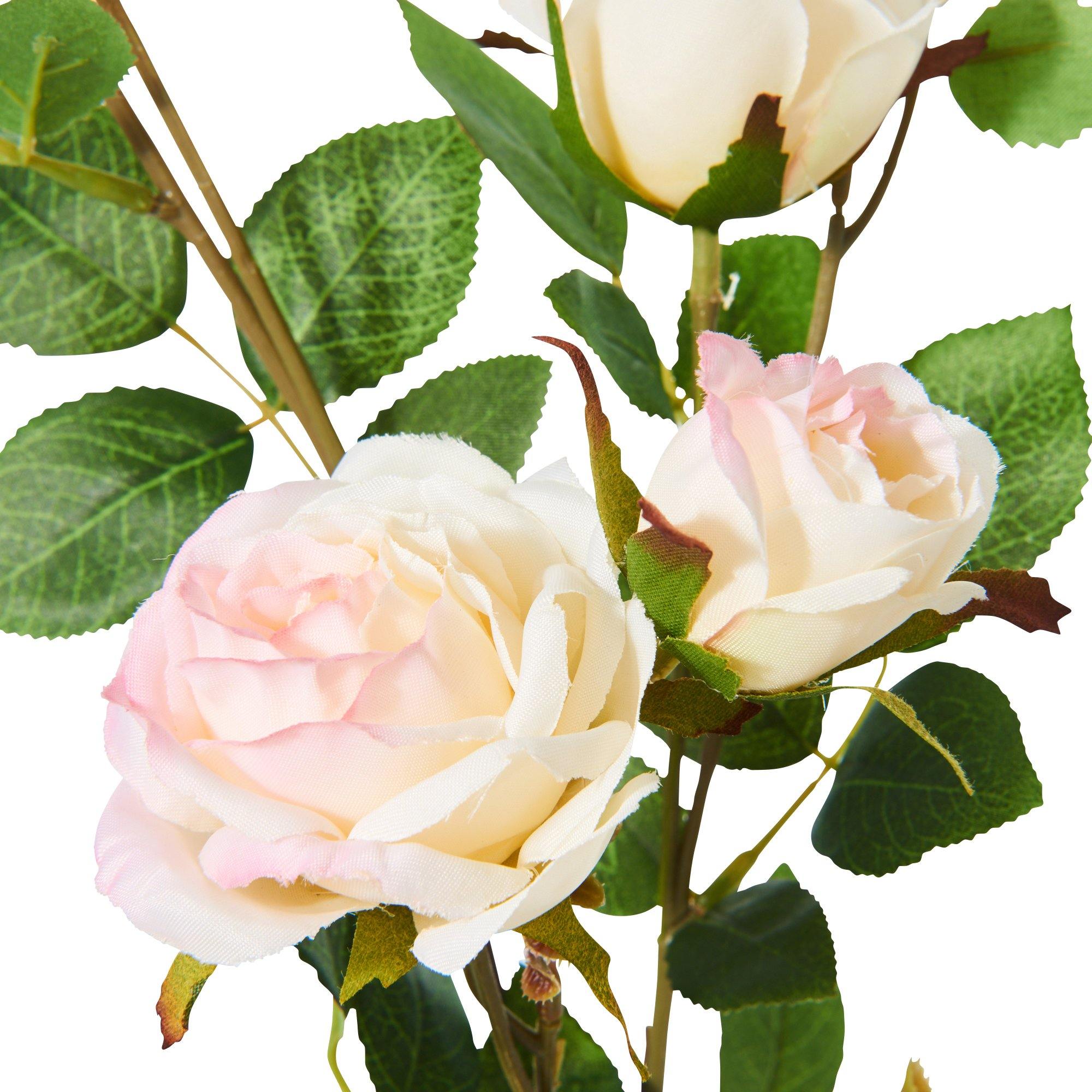 3 White Artificial Rose Flowers - Realistic Fake Roses for Home Decor, Wedding Bouquets, and Centerpieces